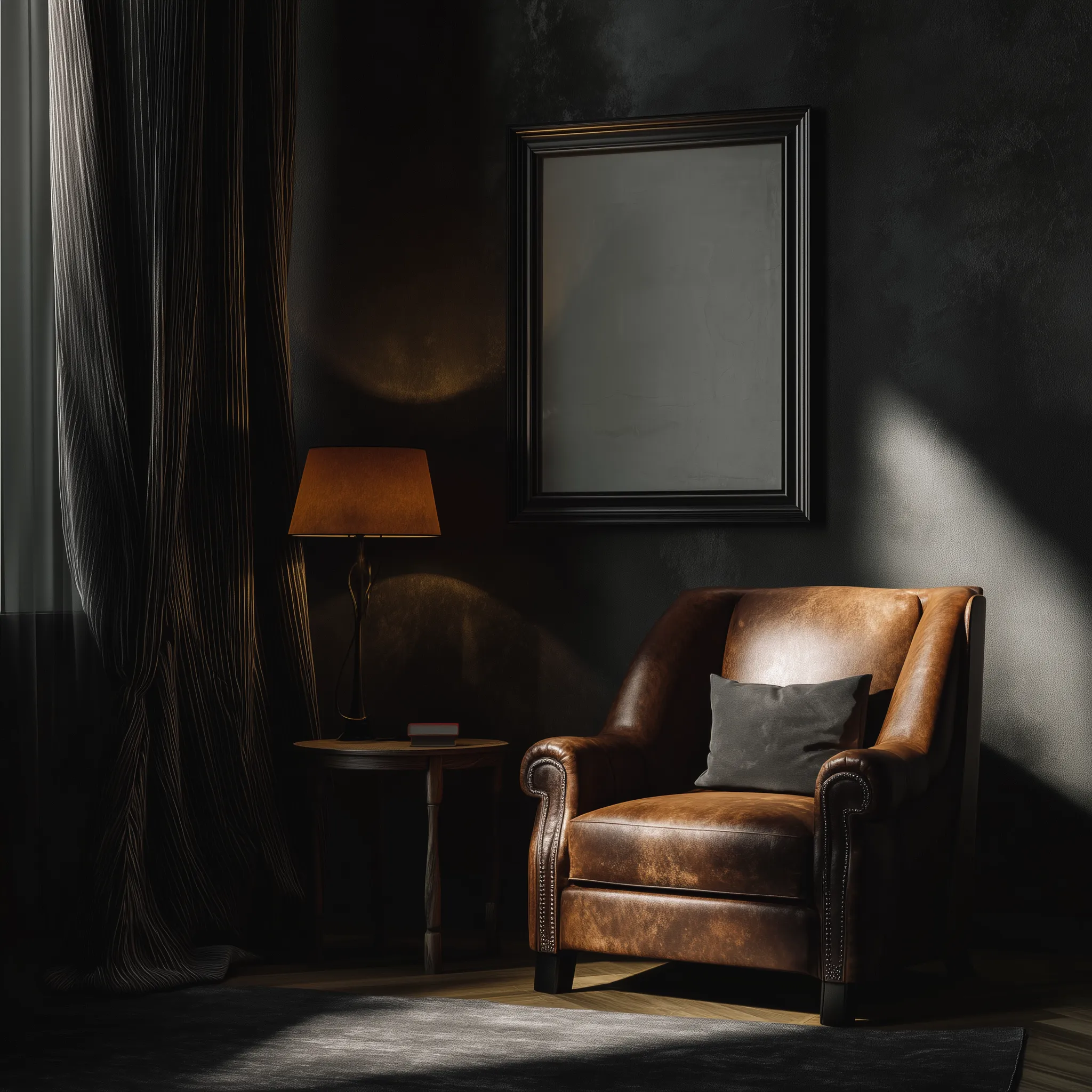 Moody Vintage Reading Nook with Leather Armchair