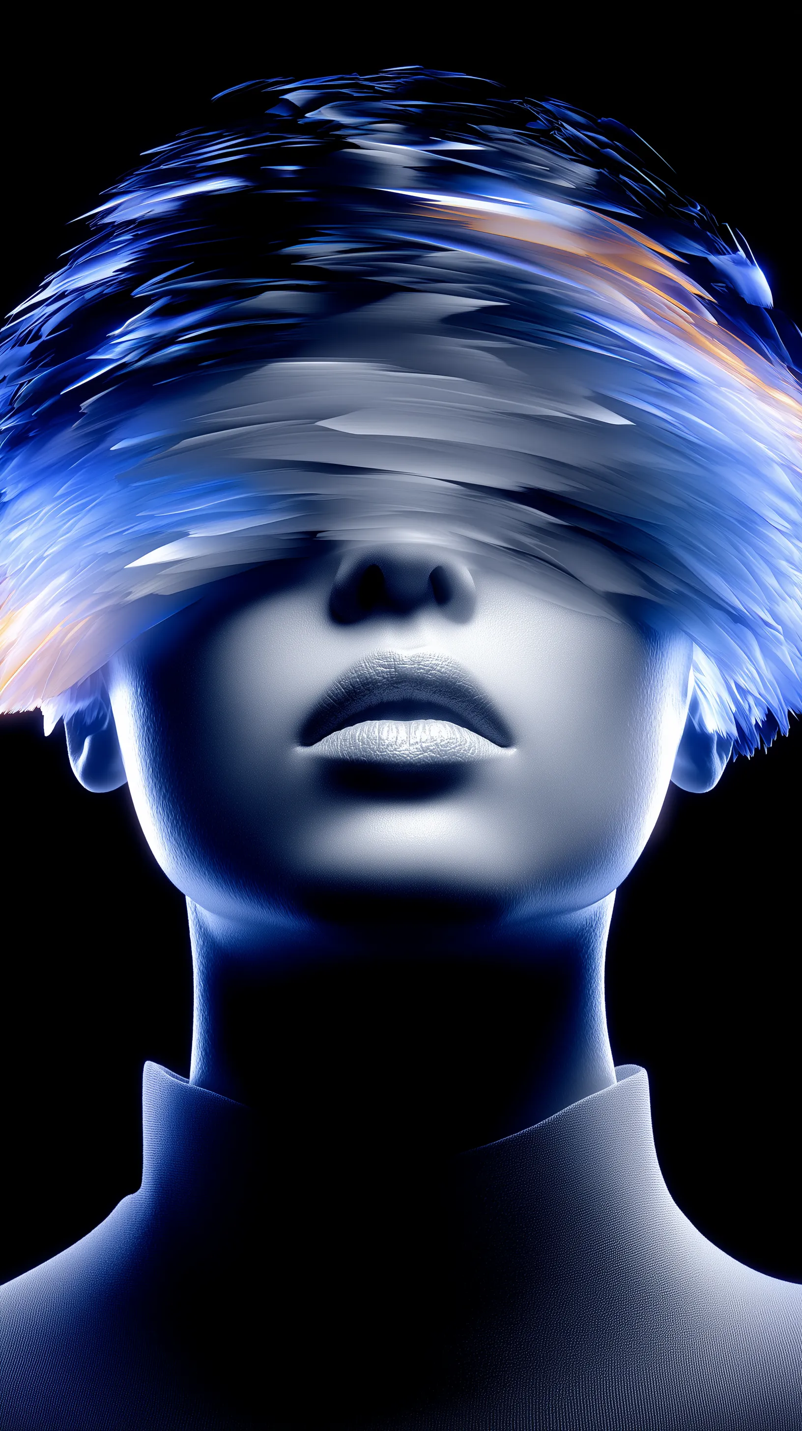 Futuristic portrait with abstract light visor