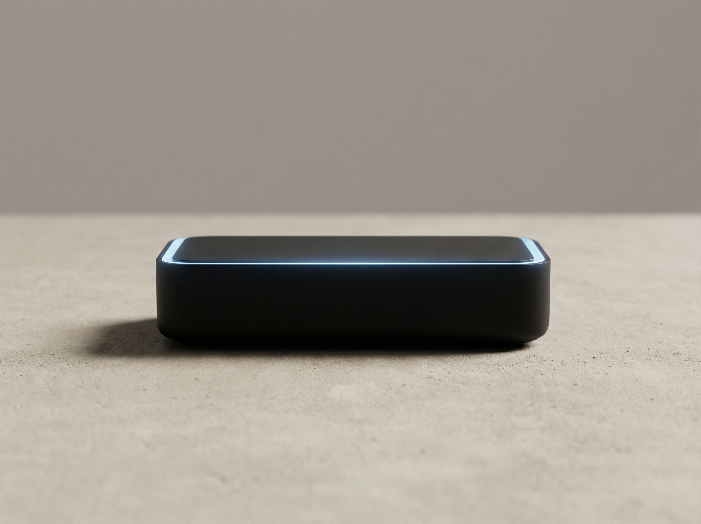 Minimalist smart device on concrete surface