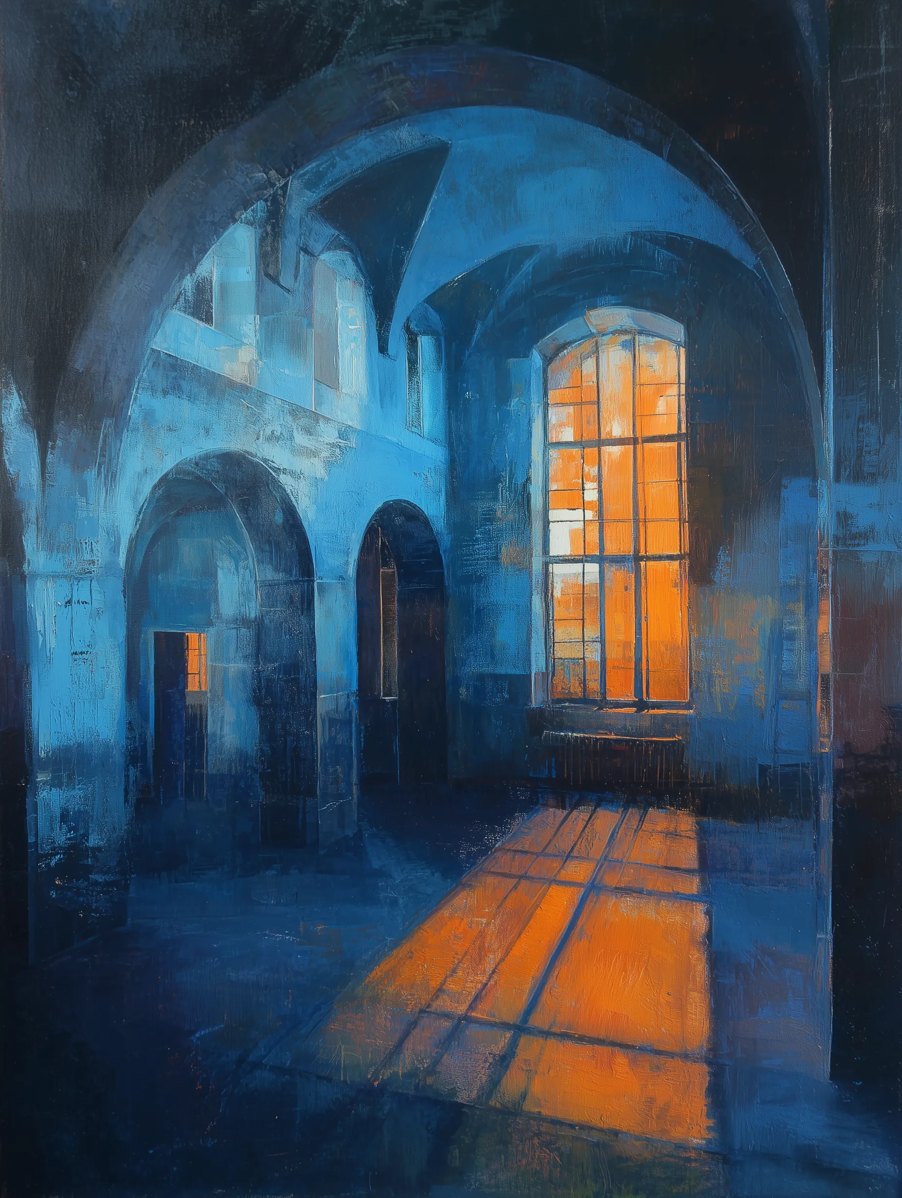 Gothic Cathedral Arches with Sunlit Window