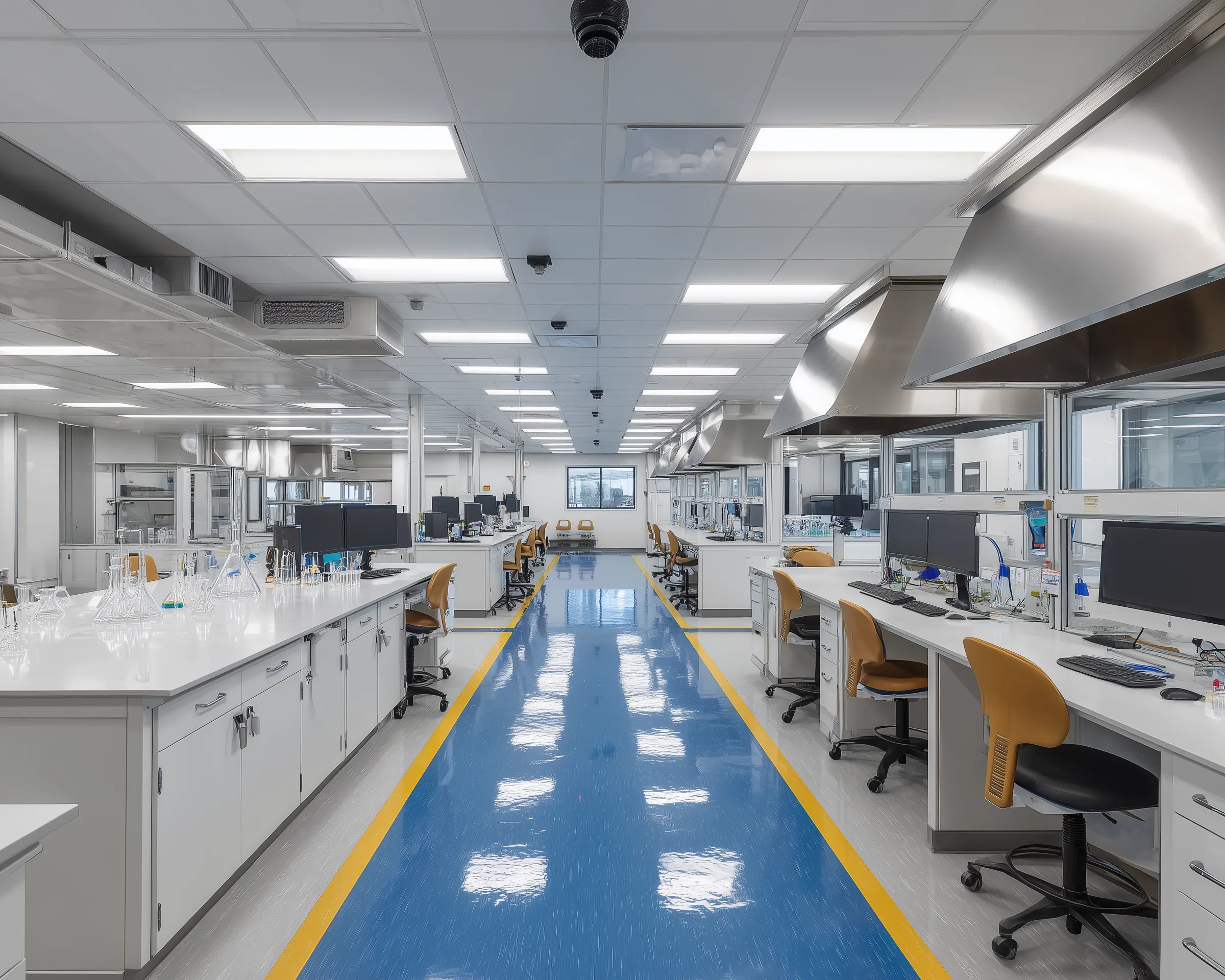 Modern clean laboratory with workstations