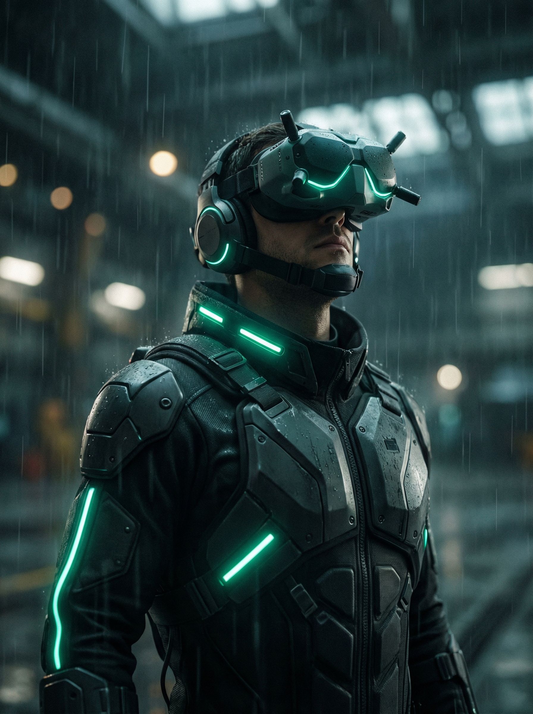 Cyberpunk Soldier in Futuristic Armor