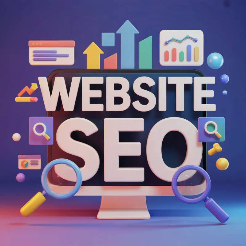 3D Website SEO Concept Illustration