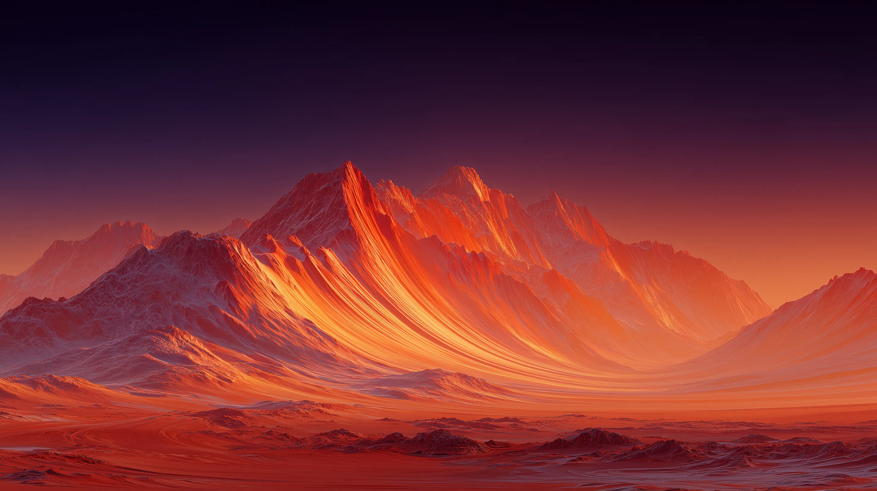 Surreal Crimson Mountain Landscape