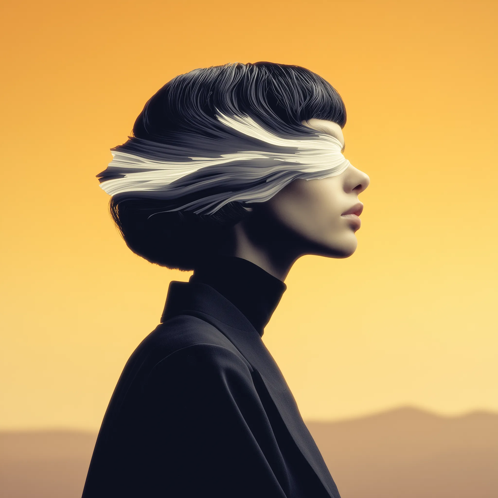 Futuristic portrait with abstract eye covering