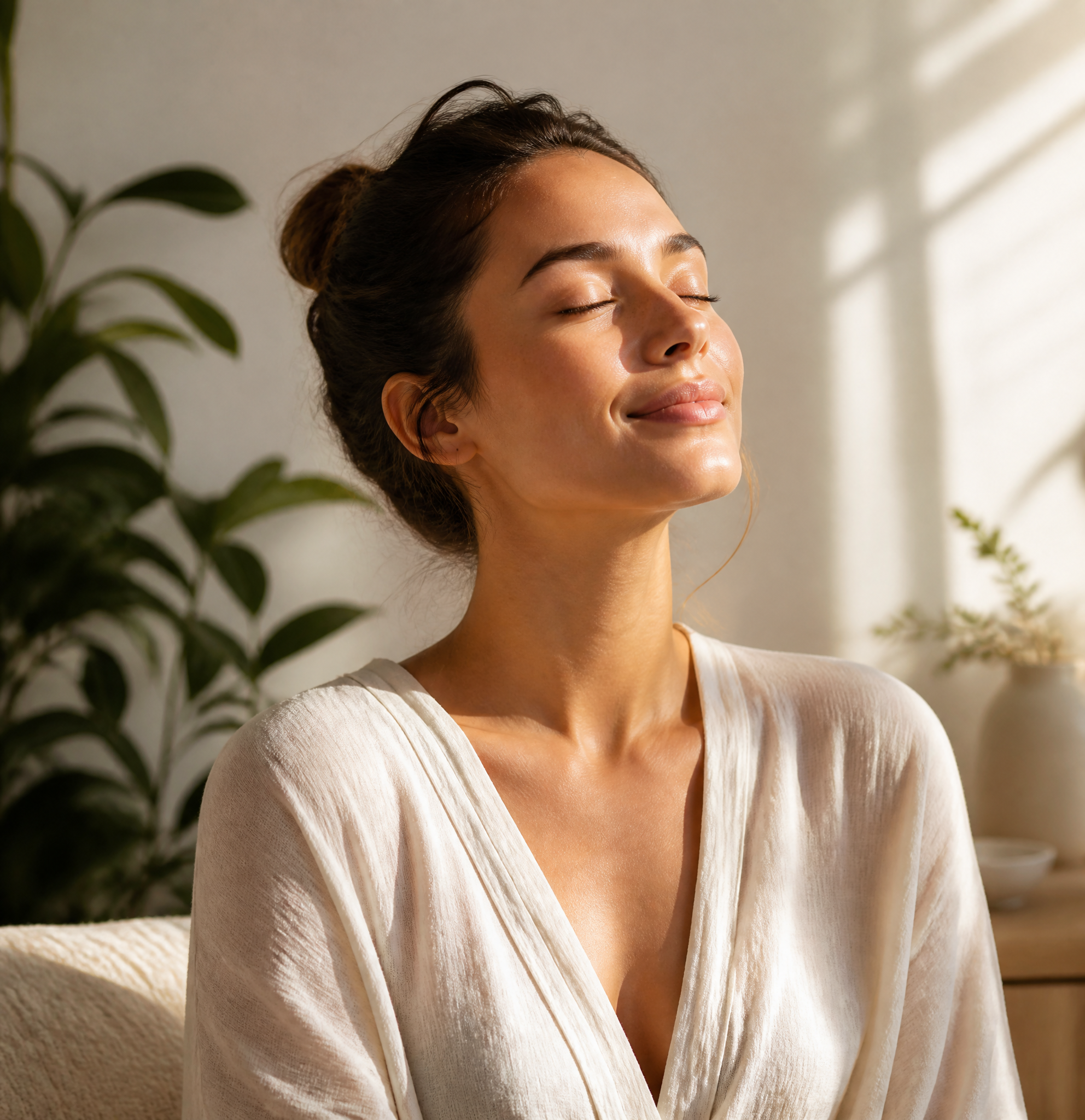 Woman Enjoying Natural Sunlight and Peace