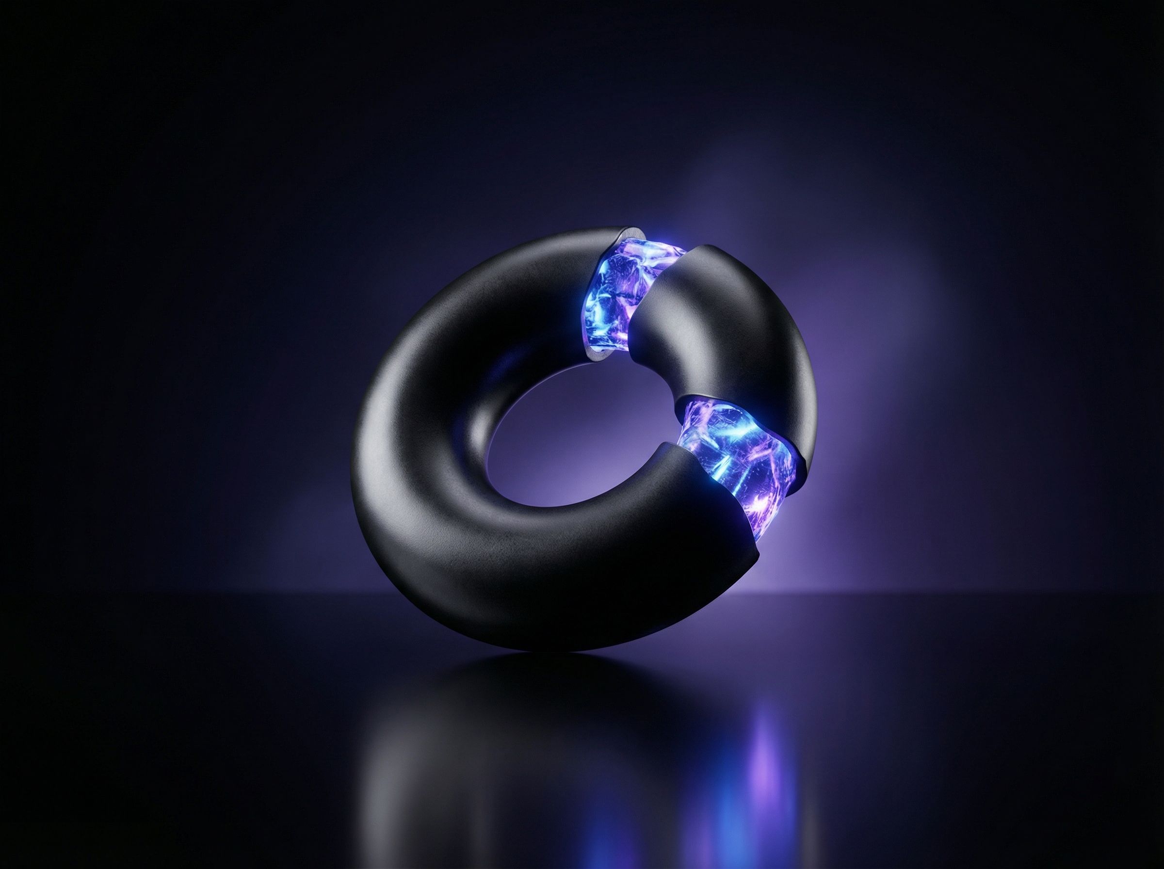 Futuristic glowing ring sculpture
