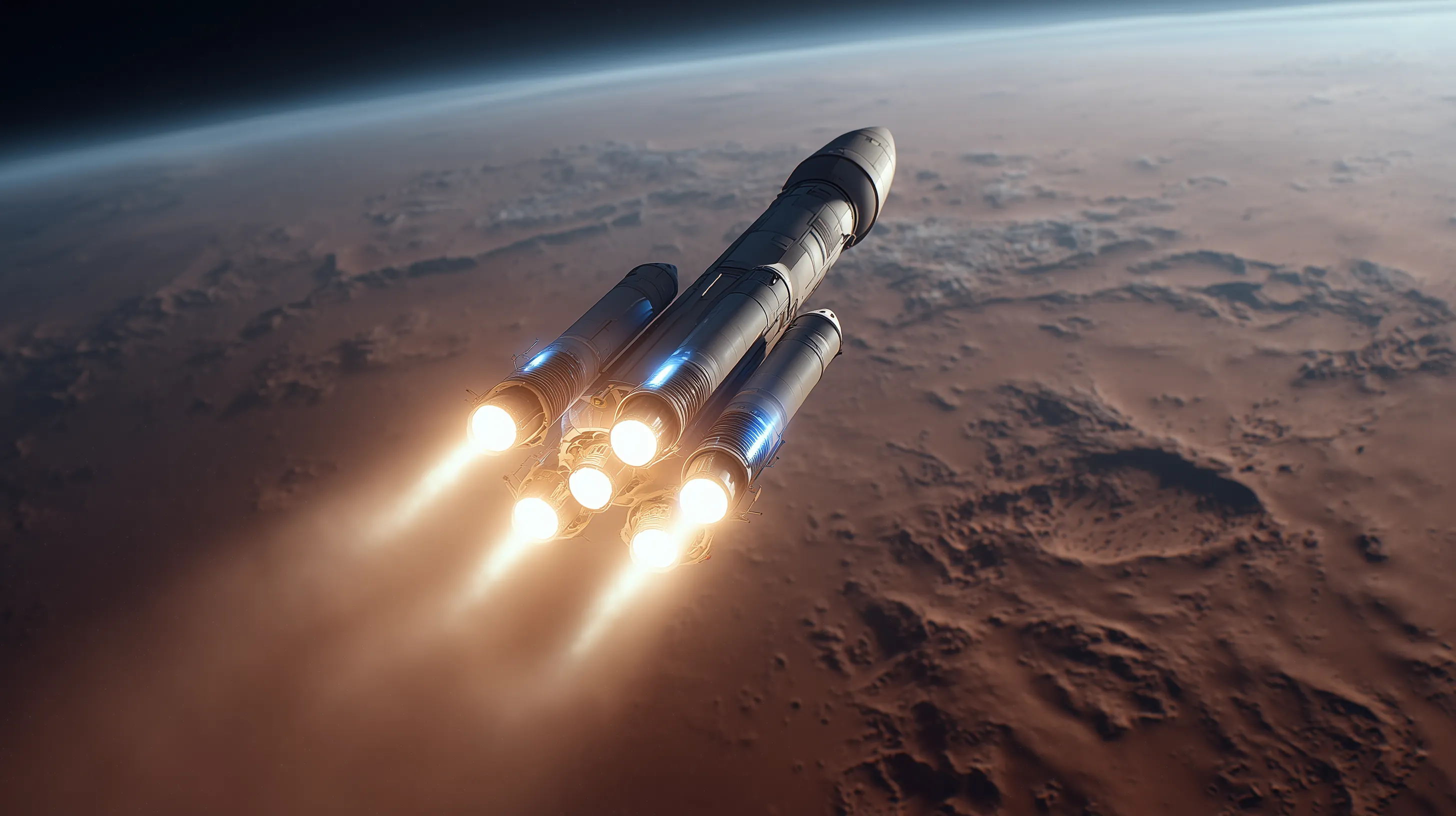 Rocket Launching Above Mars Orbit