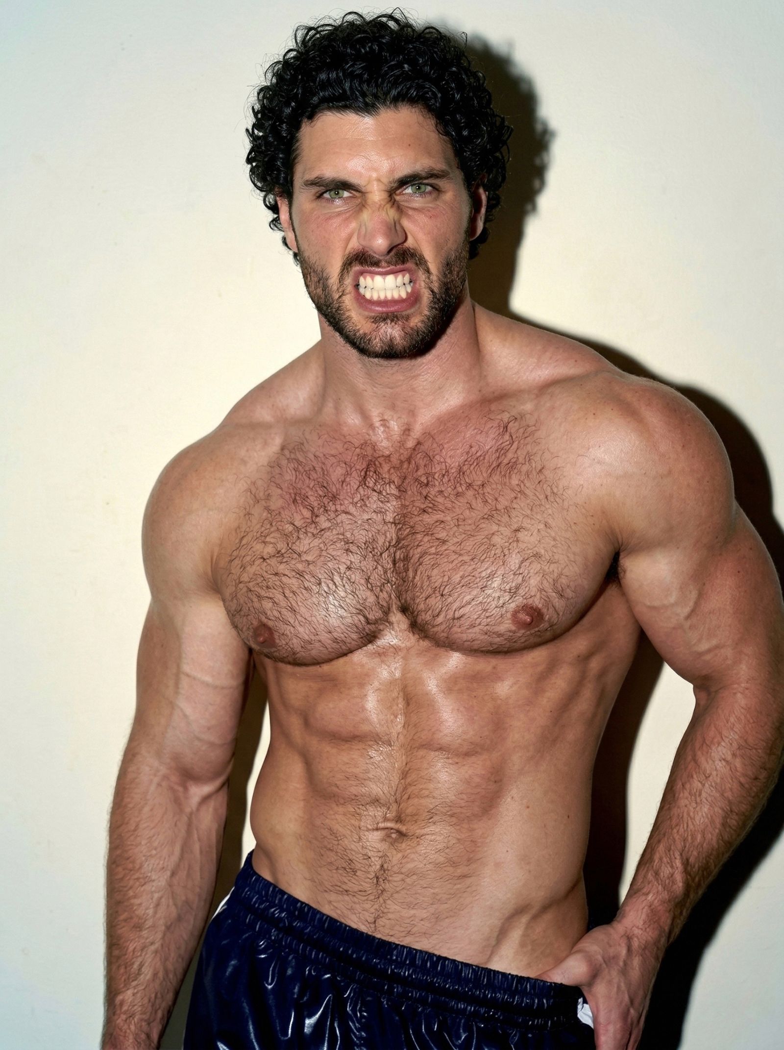 Muscular Man Making Fierce Expression