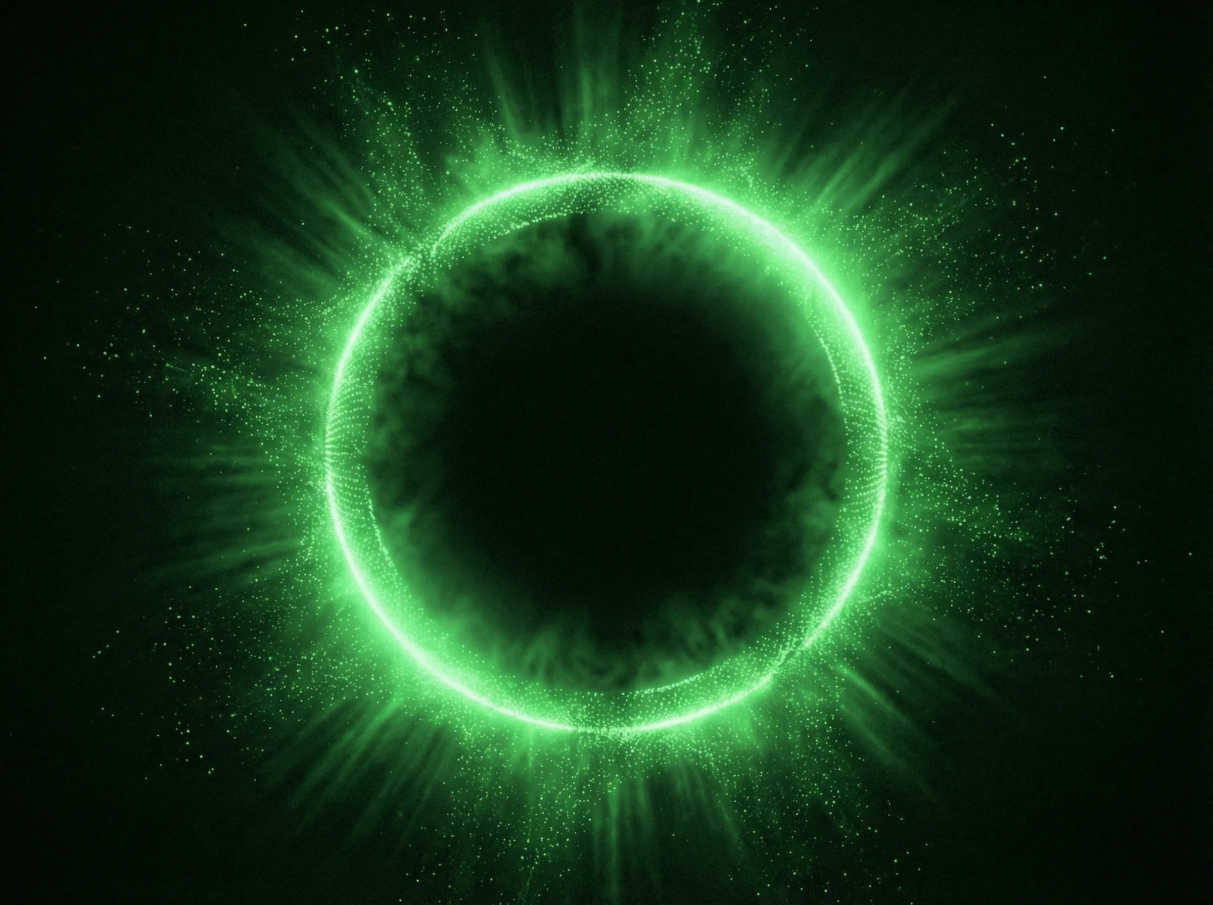 Glowing Green Energy Ring on Black
