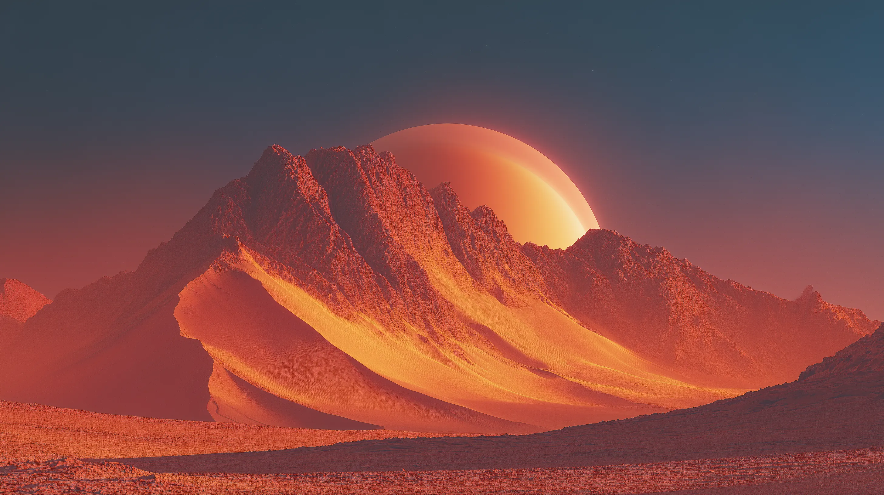 Surreal Desert Mountains at Sunset