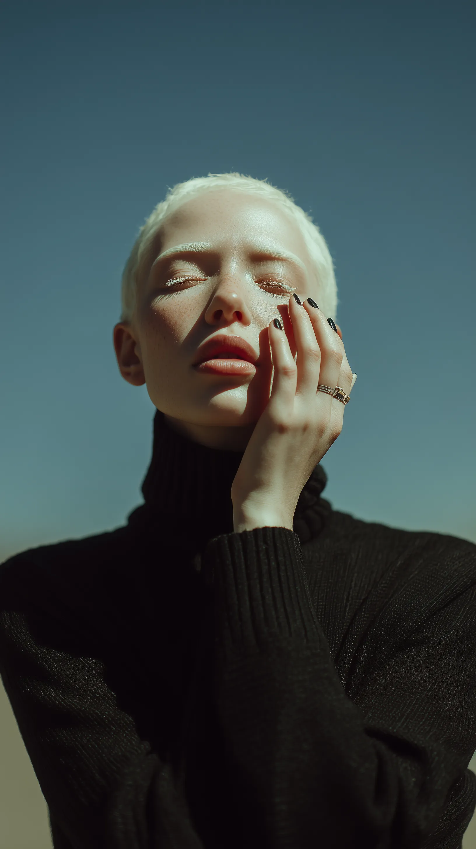 Sunlit serene portrait against clear sky