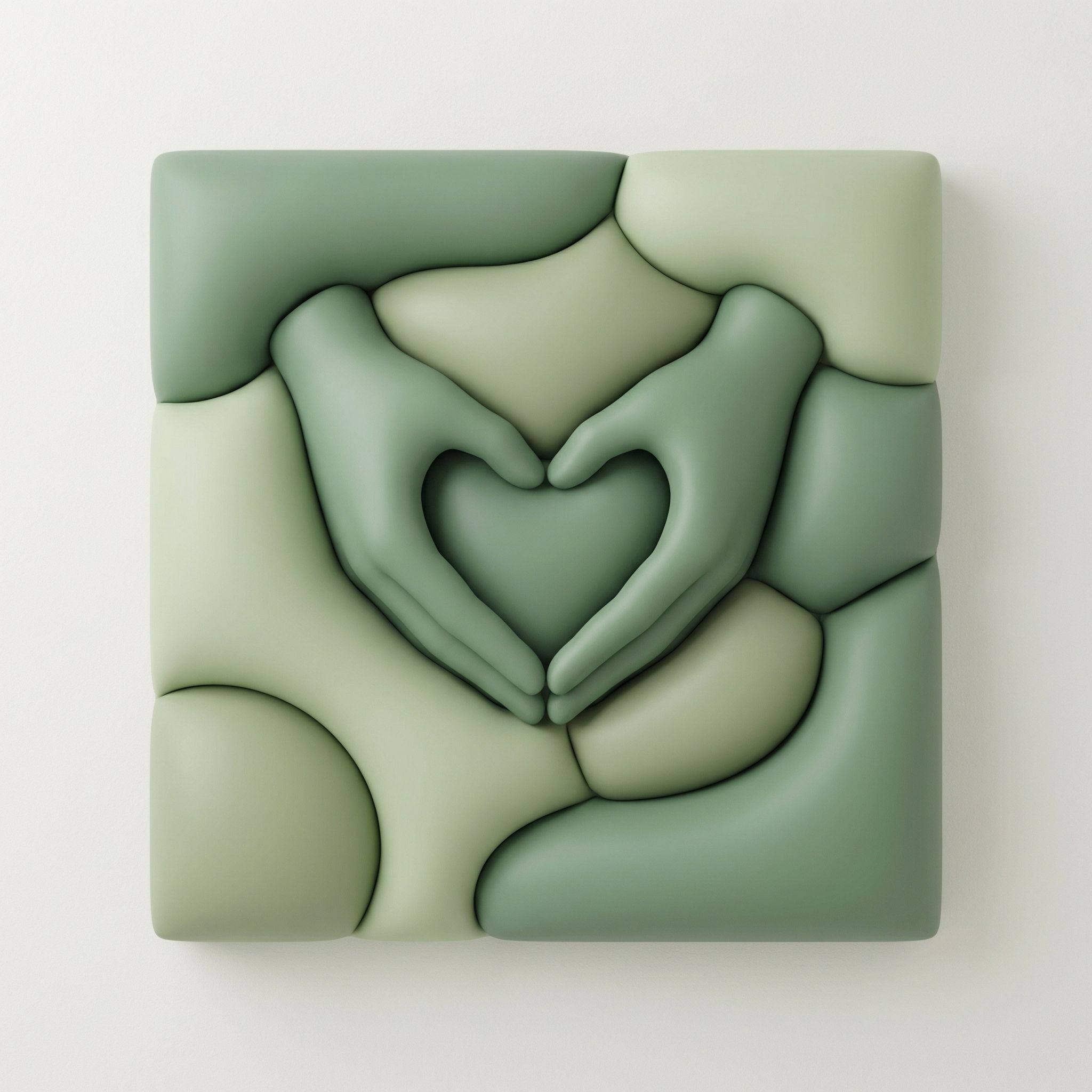 Abstract green hands forming heart shape