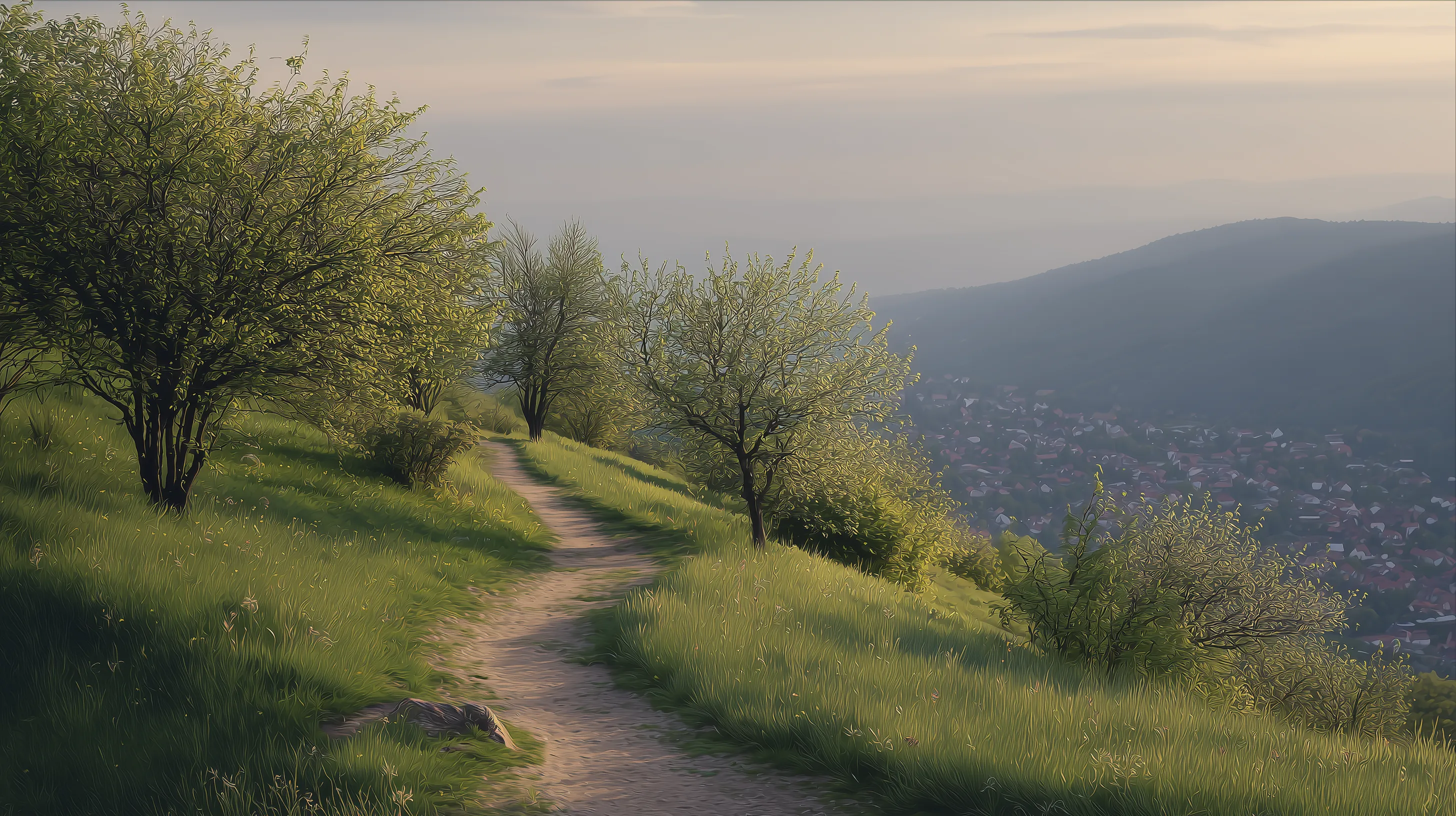 Scenic Path Overlooking Valley at Sunset