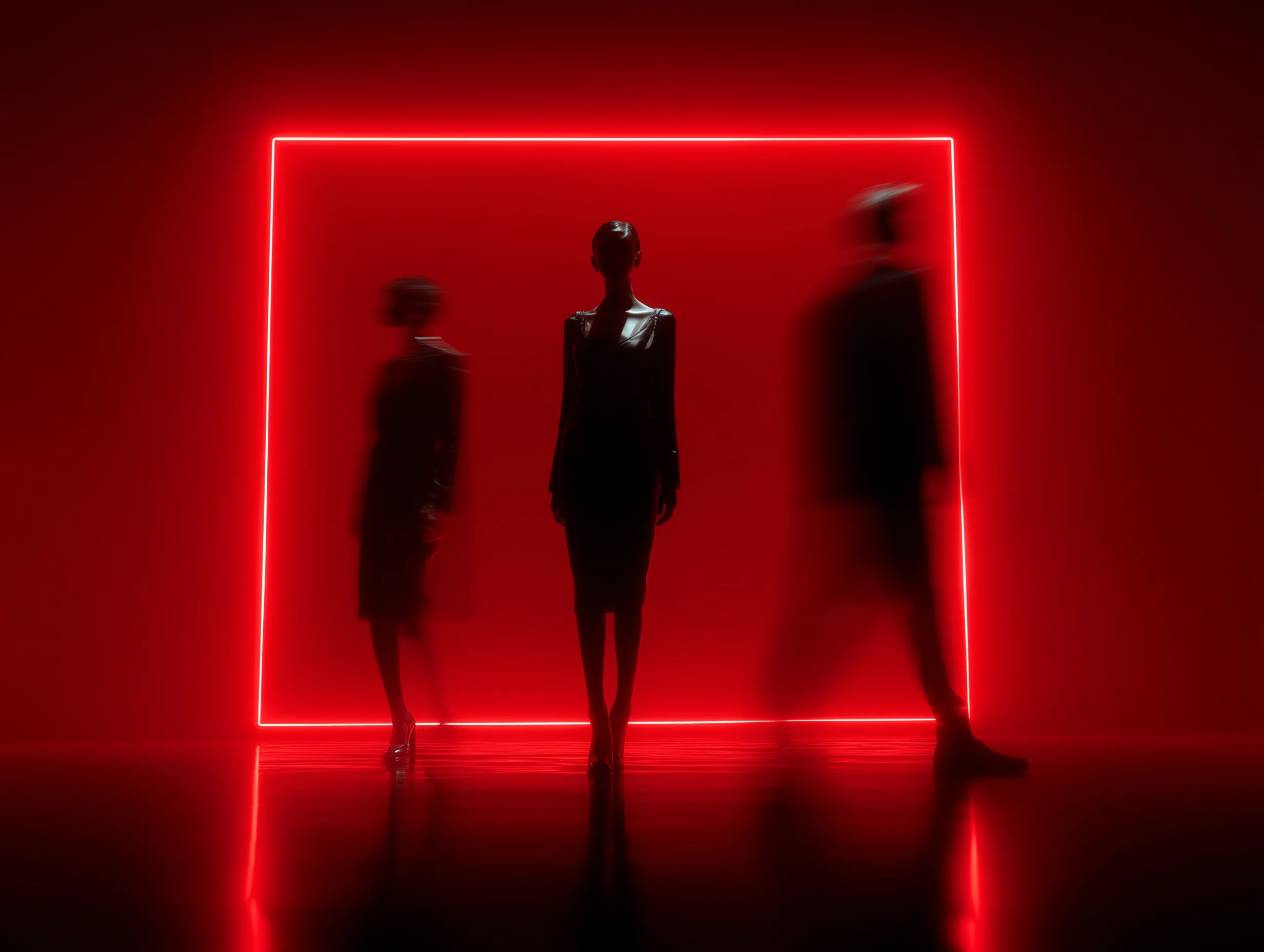 Red Neon Fashion Silhouettes