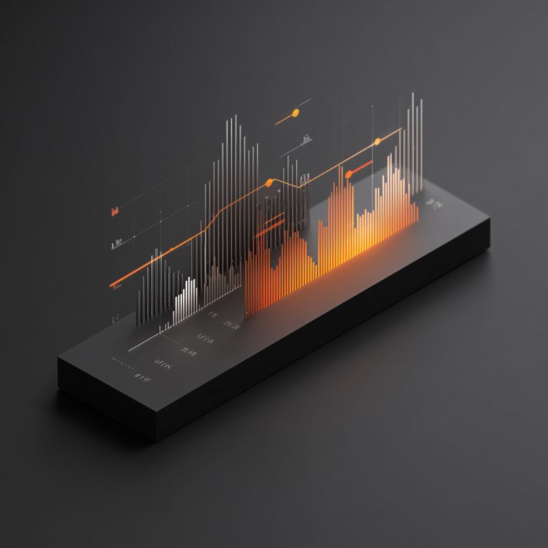 3D Orange Bar & Line Chart on Dark Base