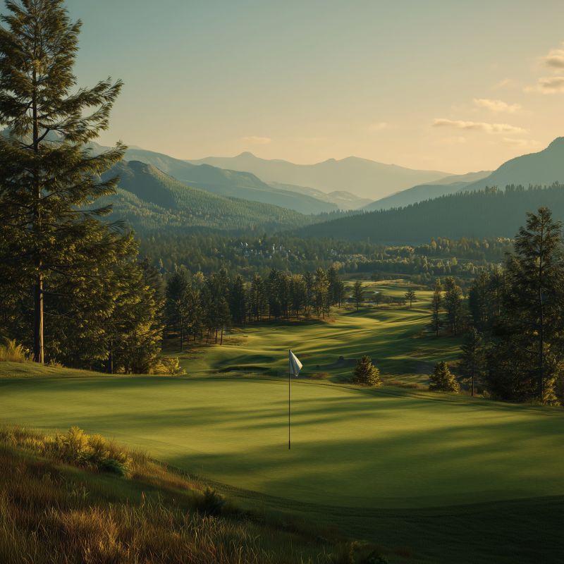 Mountain golf course at golden hour