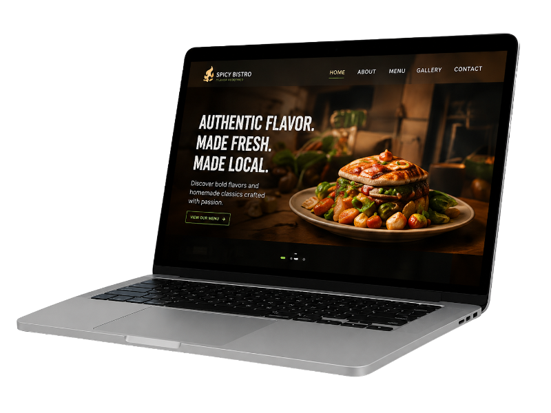 Business website on a laptop