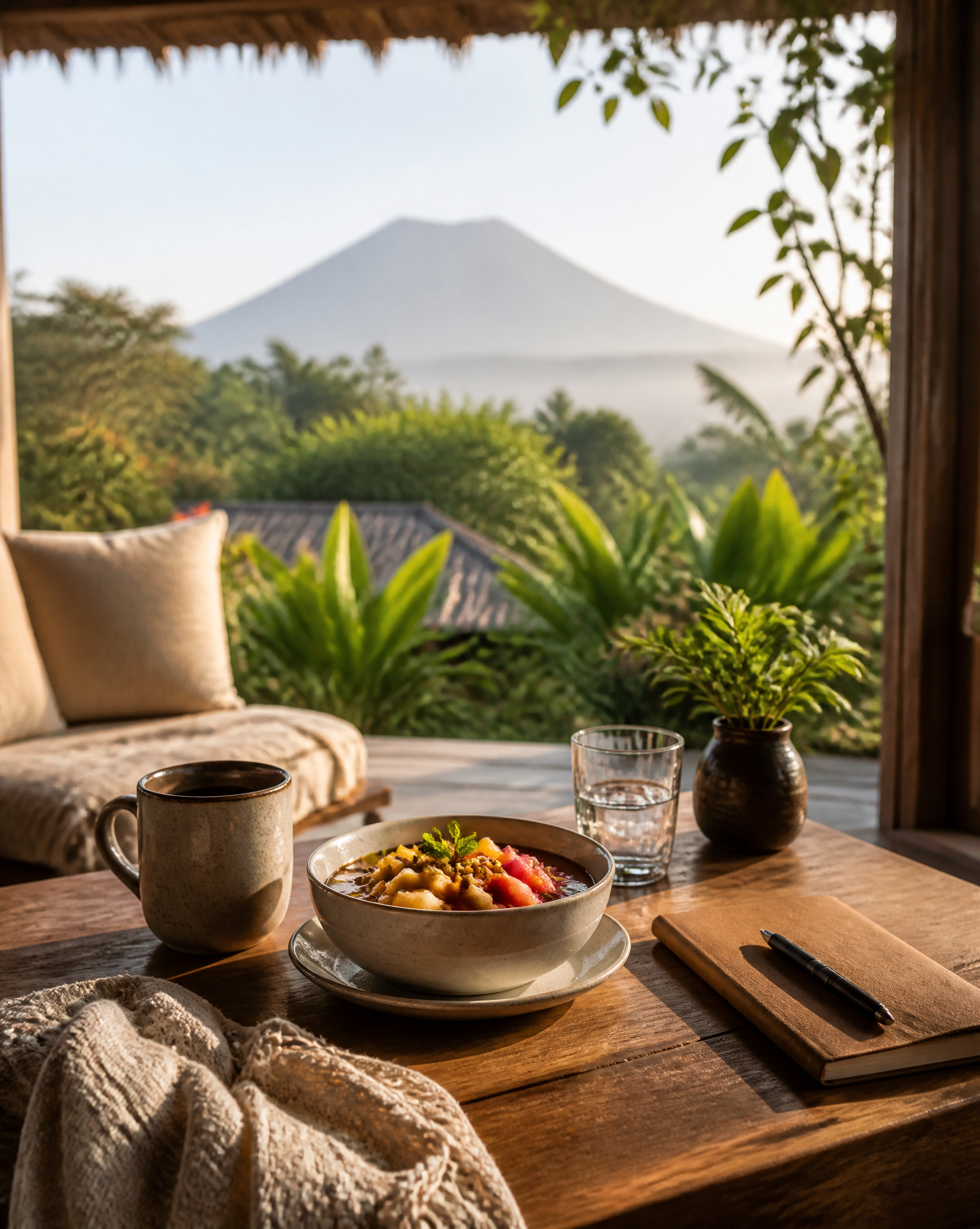 Tropical Breakfast with Mountain View