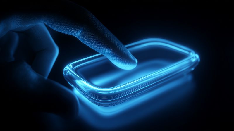 Finger Activating Neon Blue Touch Interface