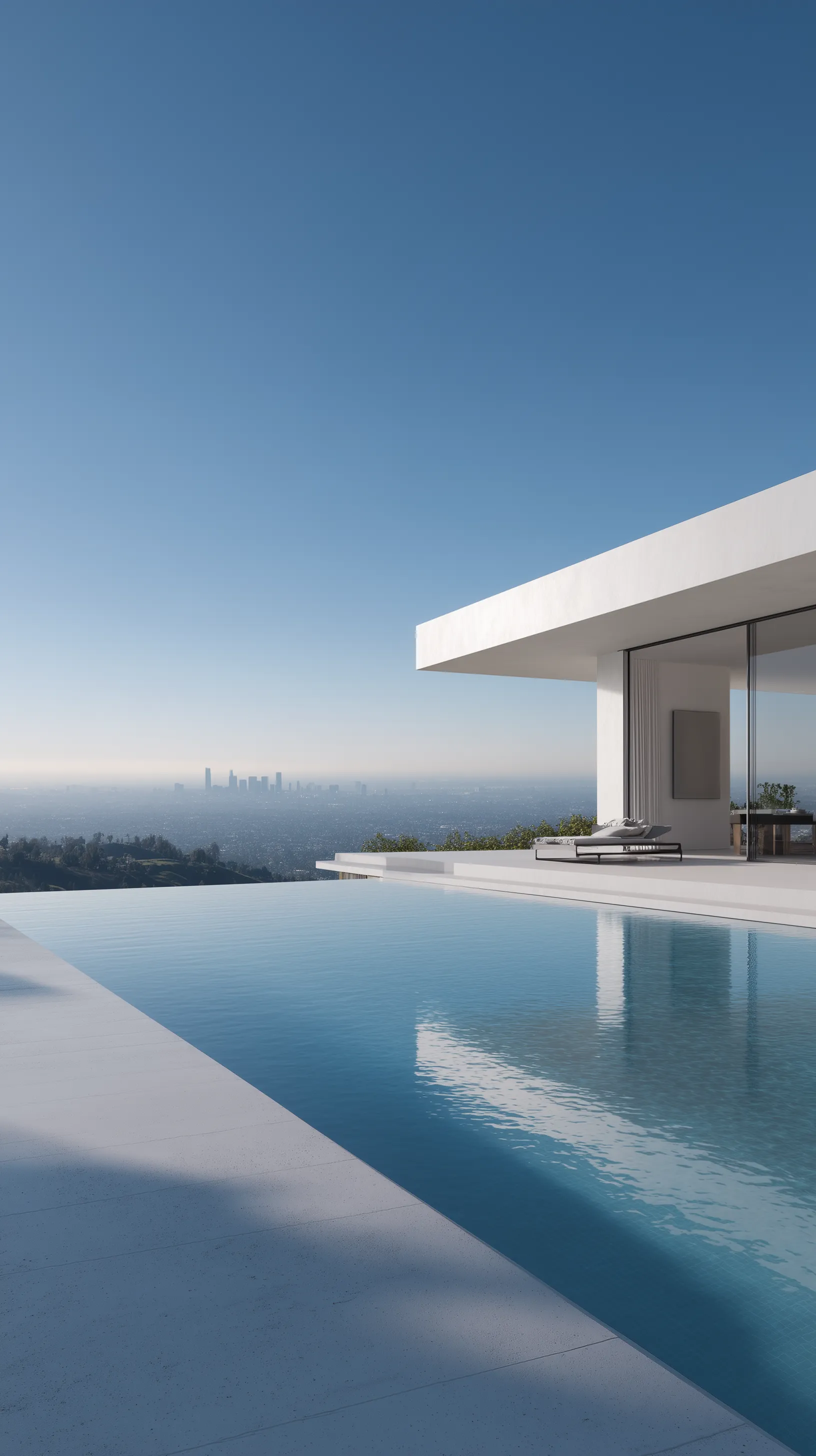 Modern hillside villa with infinity pool view