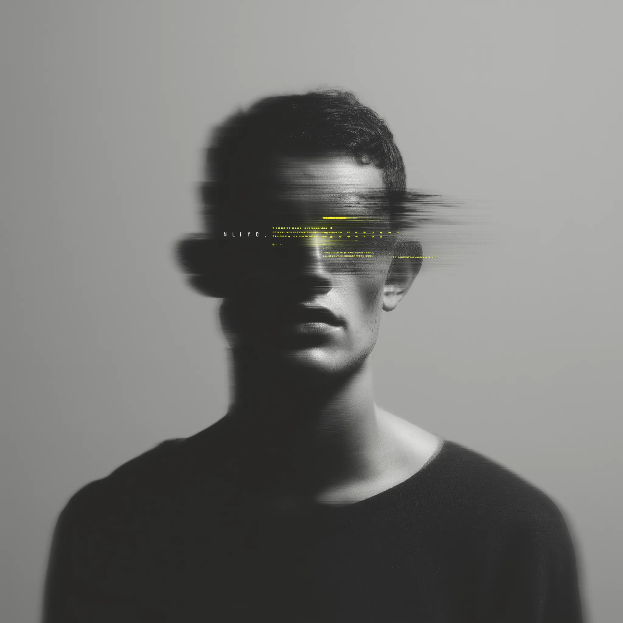 Abstract Glitch Portrait of a Young Man