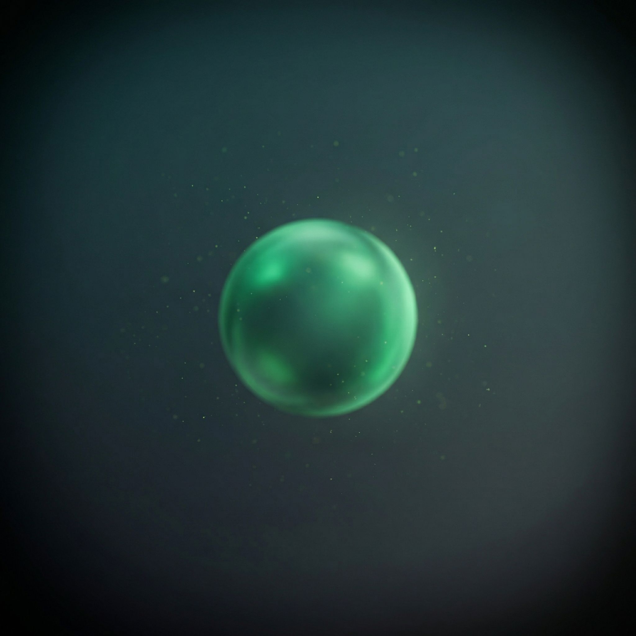 Glowing Green Sphere on Dark Background