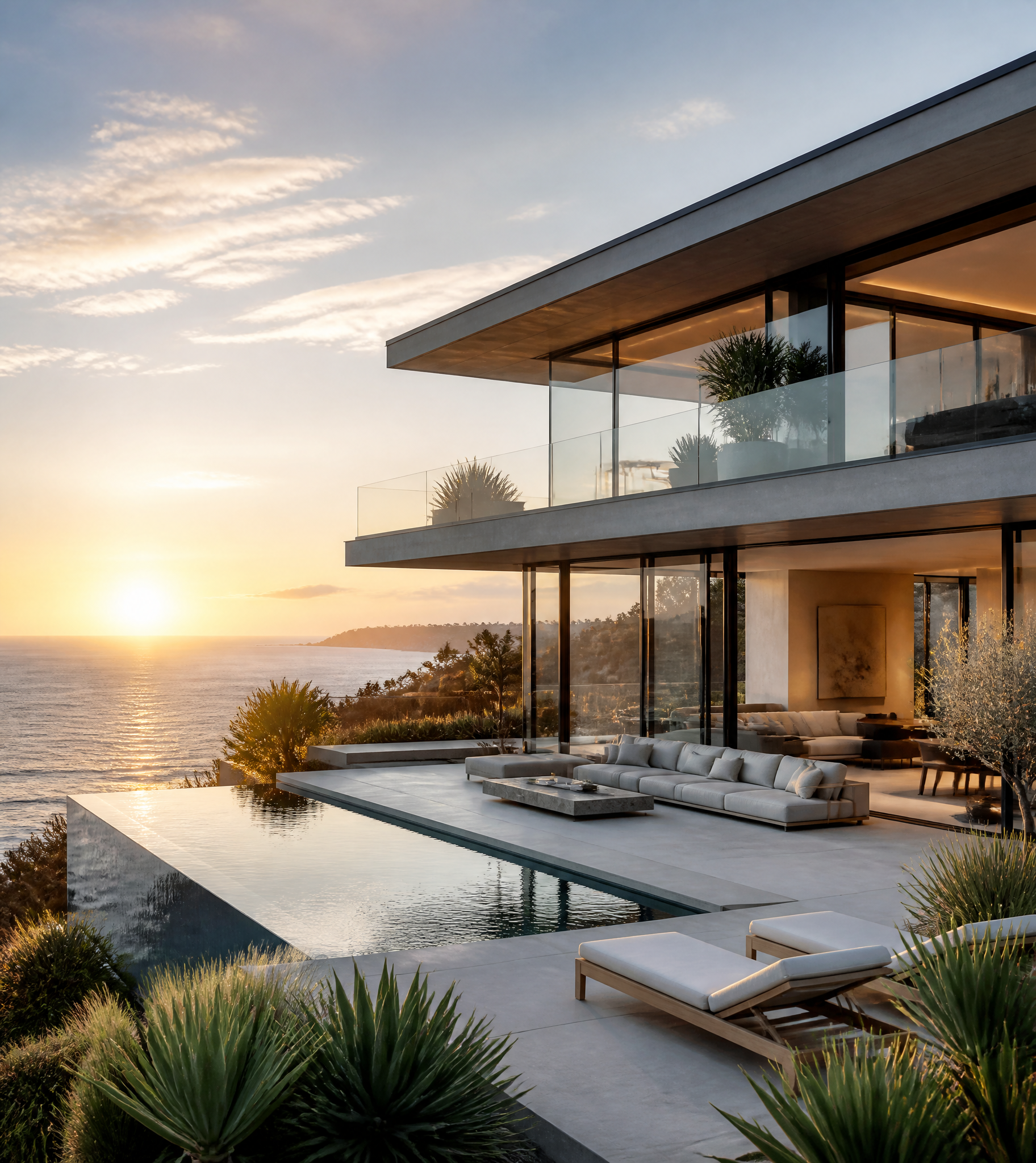 Luxury Modern Coastal Villa at Sunset