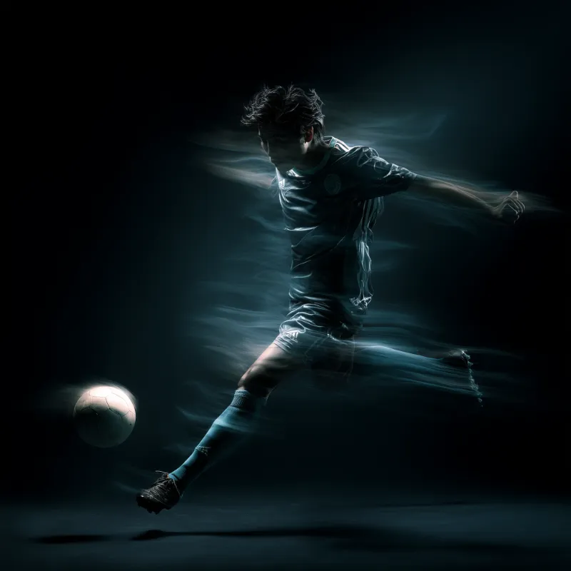 Dynamic soccer kick with motion trails