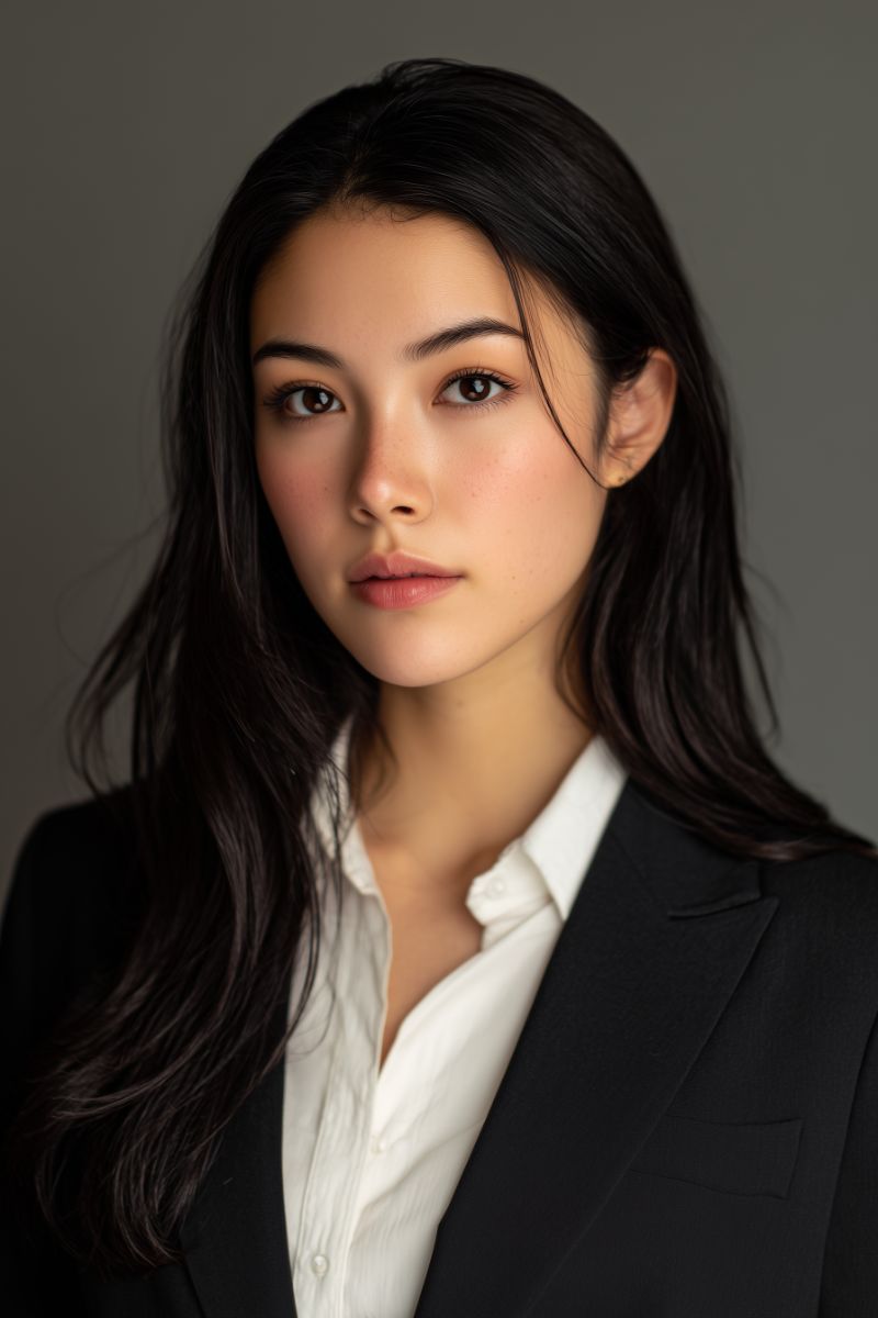Professional studio portrait of woman in suit
