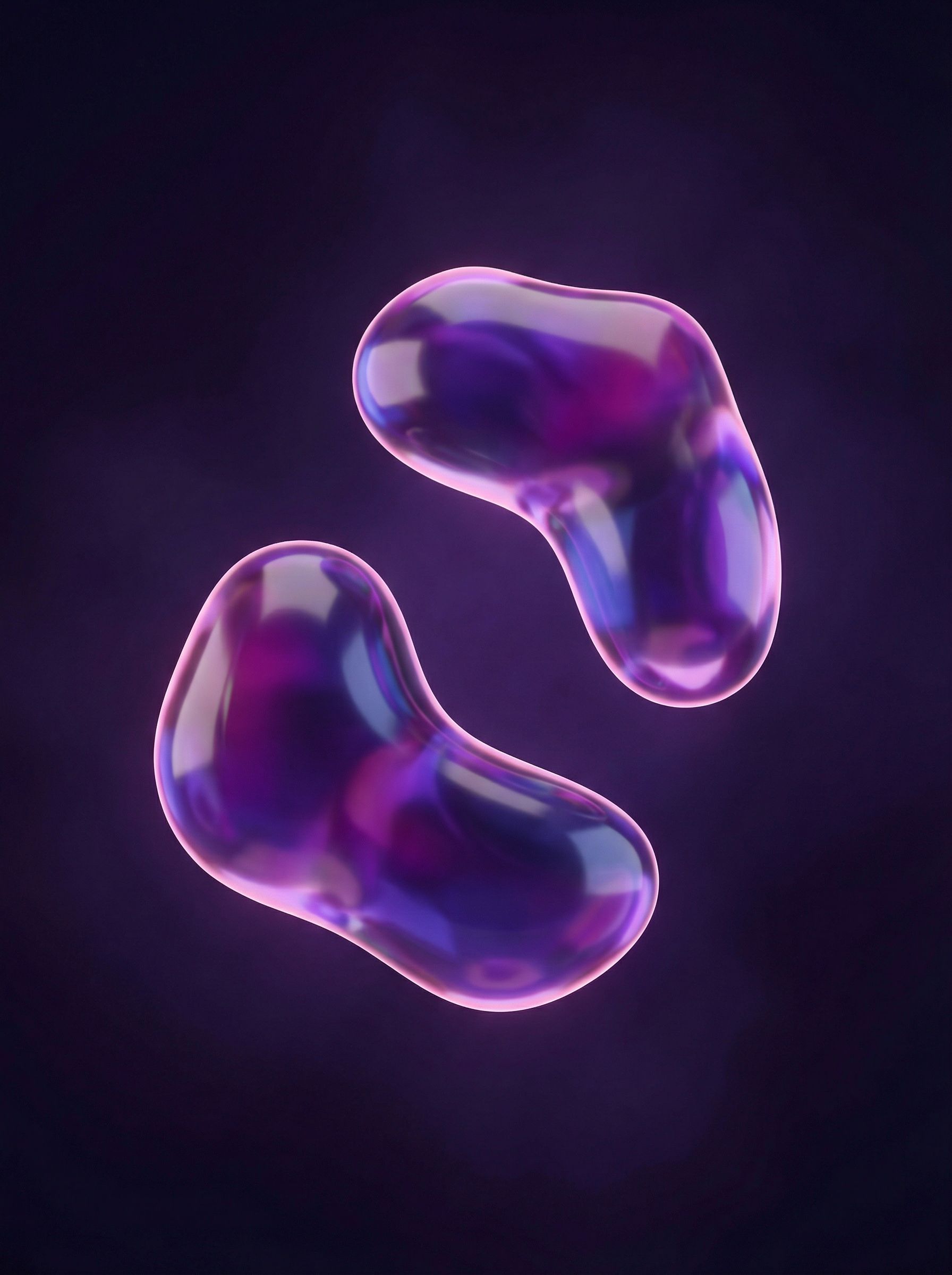 Abstract purple liquid blobs on dark background