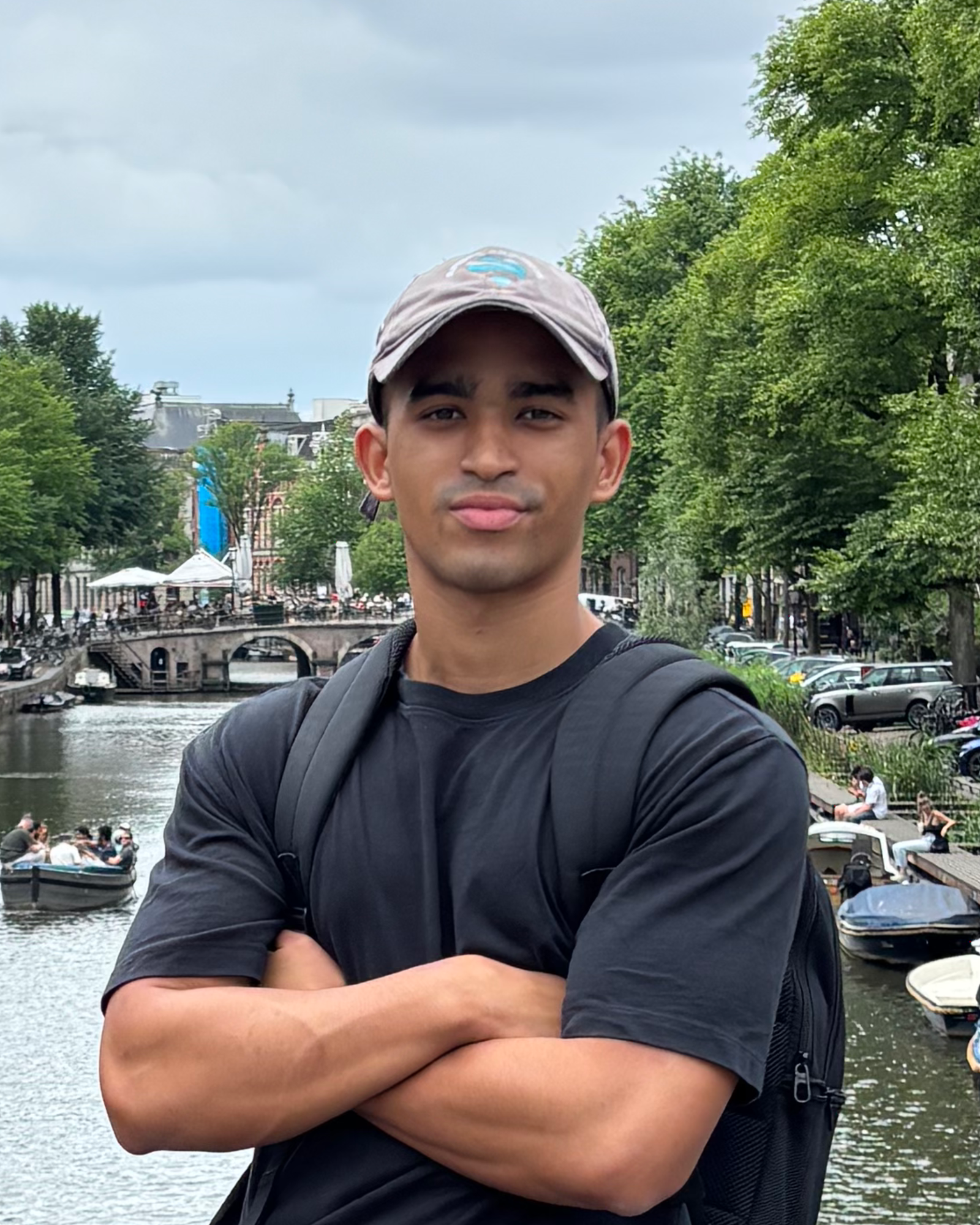 Traveler in Amsterdam Canal District