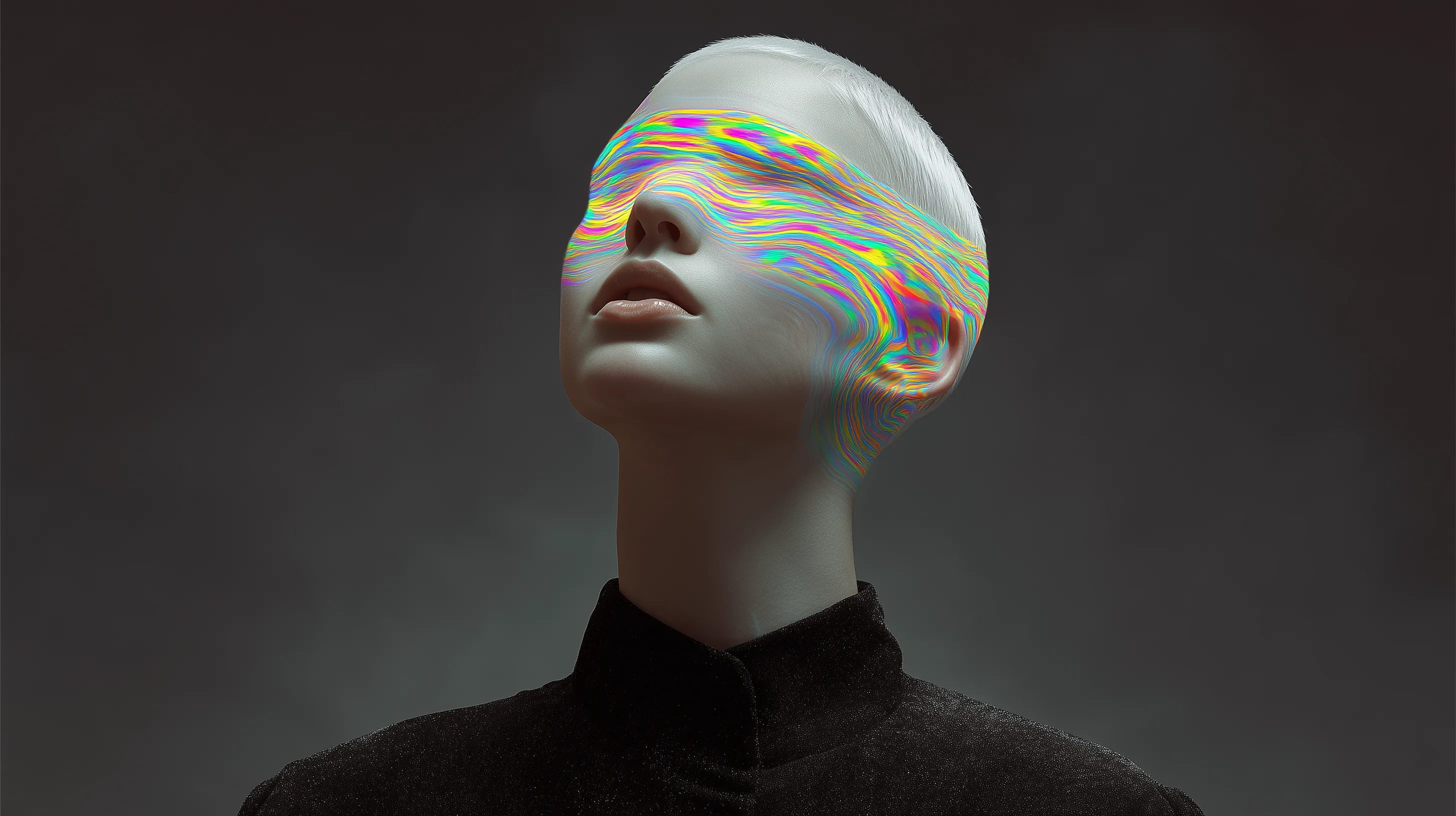 Futuristic Portrait with Neon Blindfold