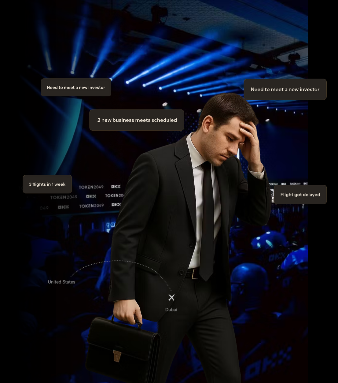 Stressed business traveler