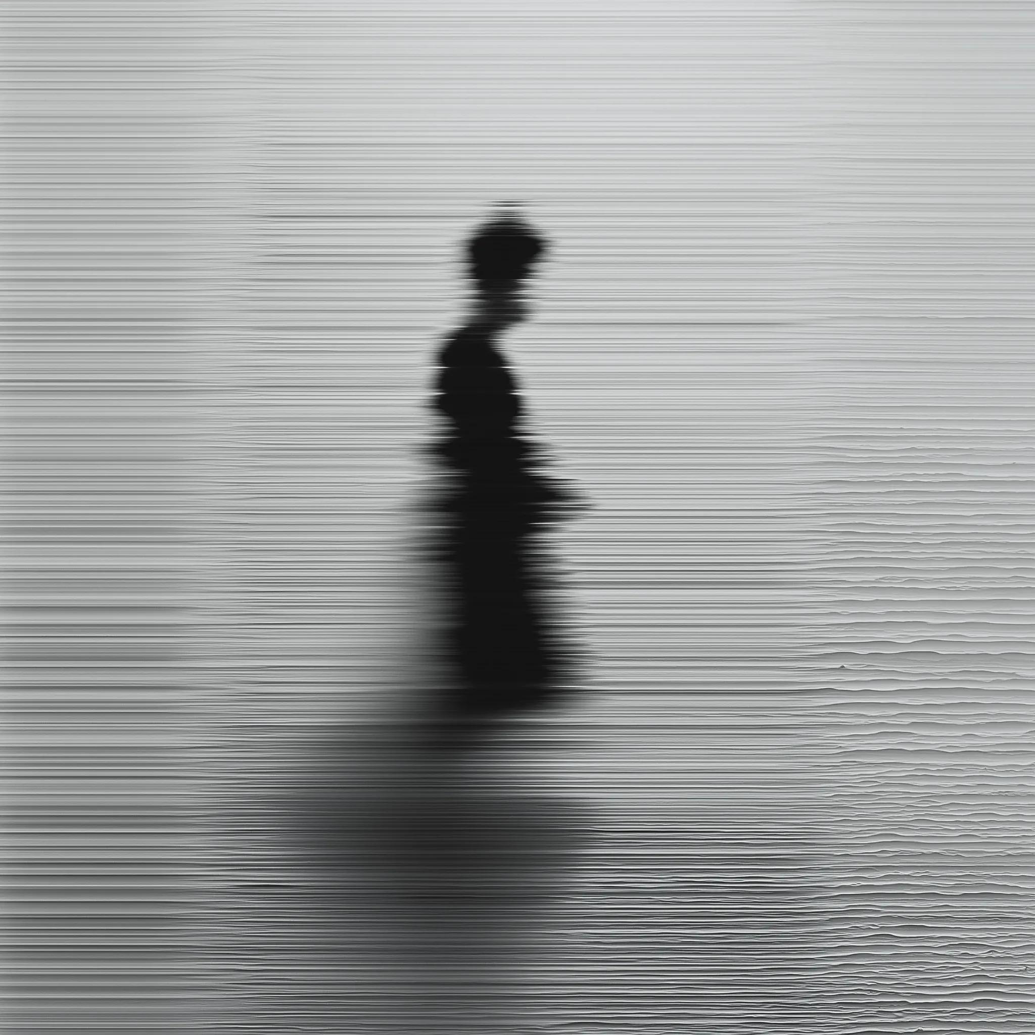 Abstract Glitch Silhouette on Ribbed Background