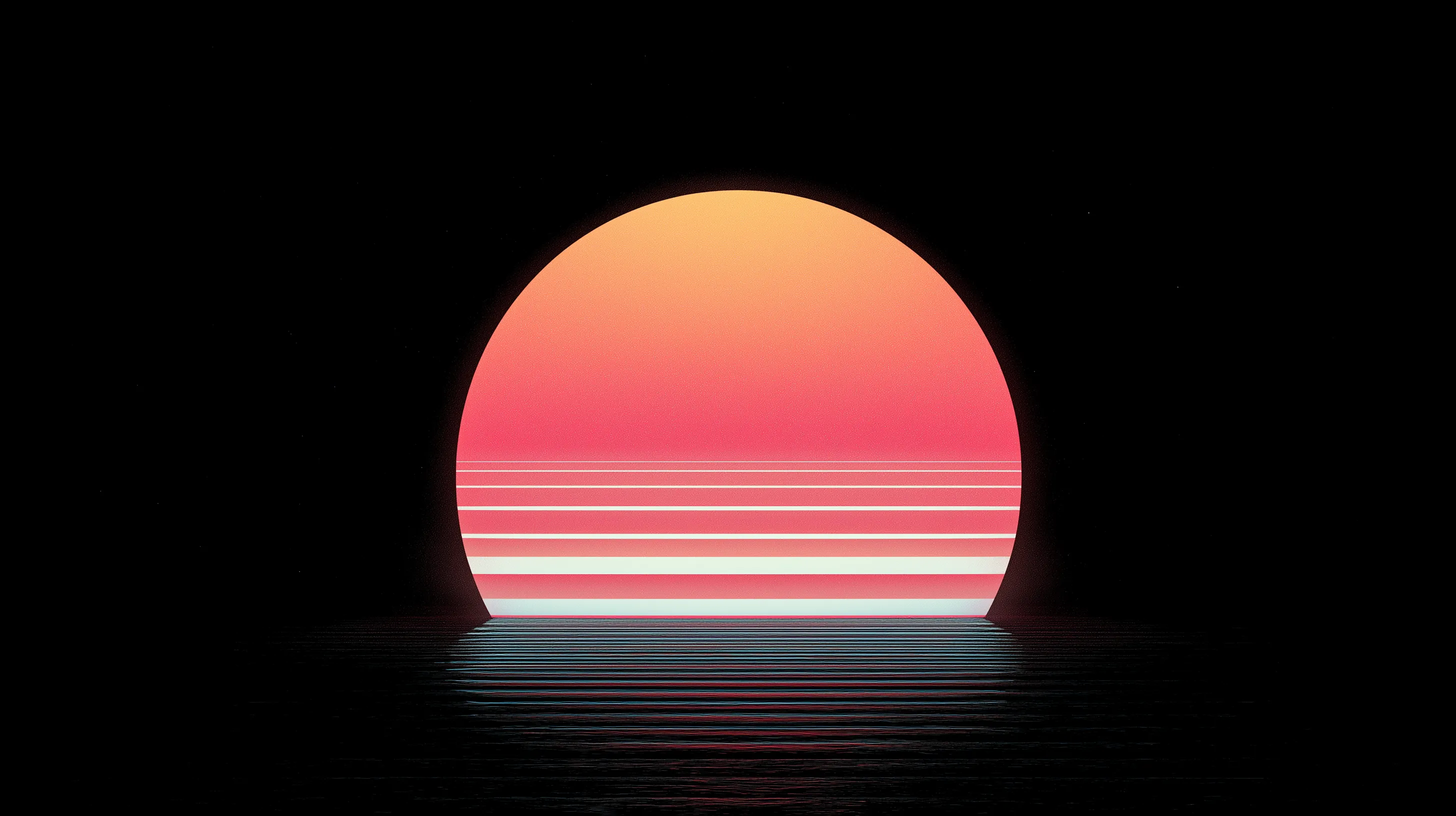Retro Synthwave Sunset over Dark Water
