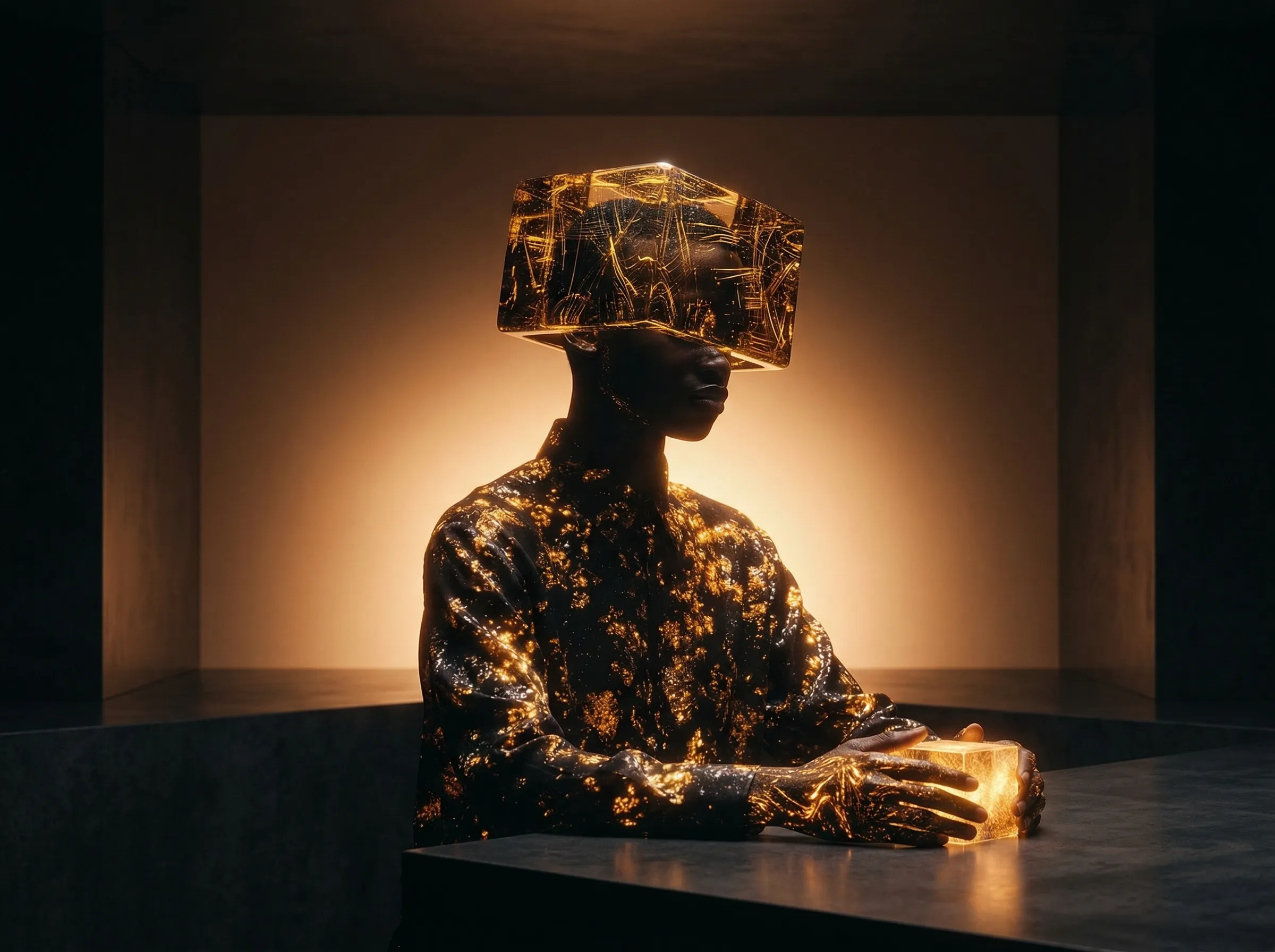 Futuristic Figure with Glowing Visor