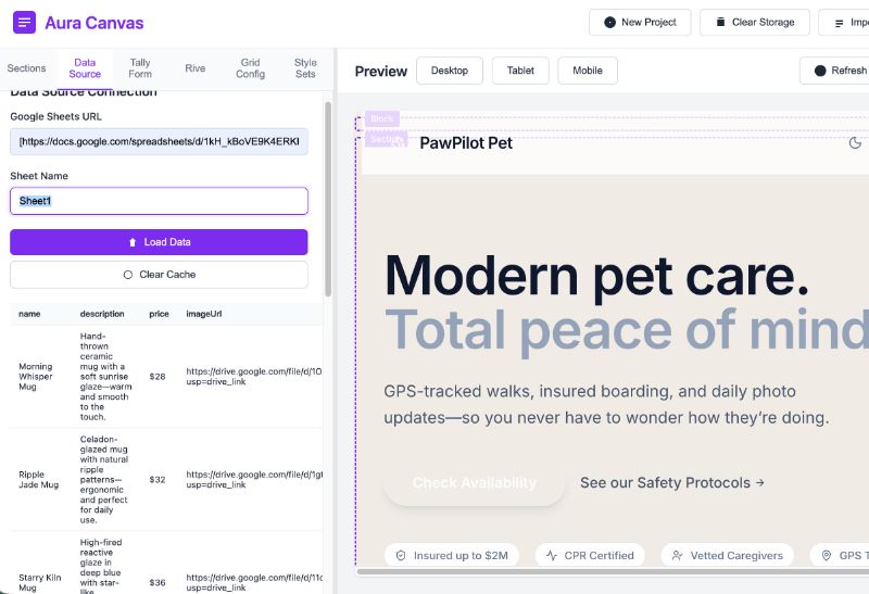 Aura Canvas - Connect Content or Data