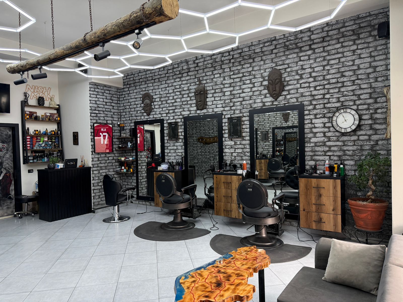 Modern Industrial Barber Shop Interior