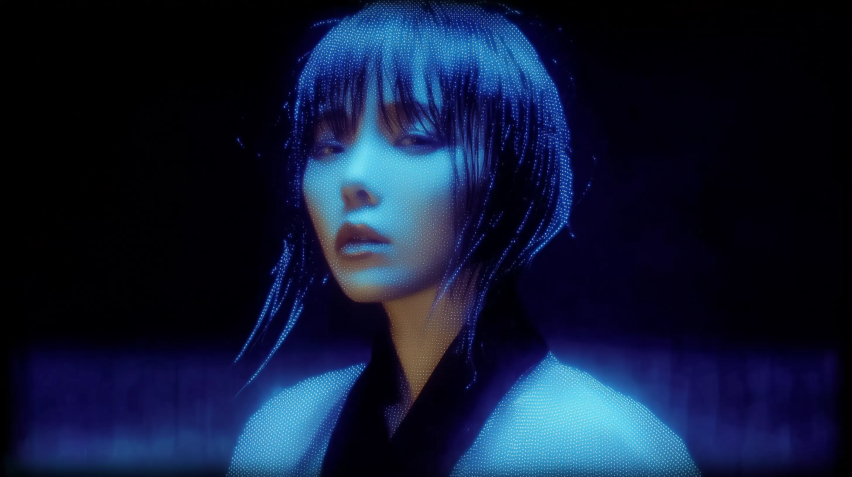 Cybernetic Holographic Portrait of a Woman