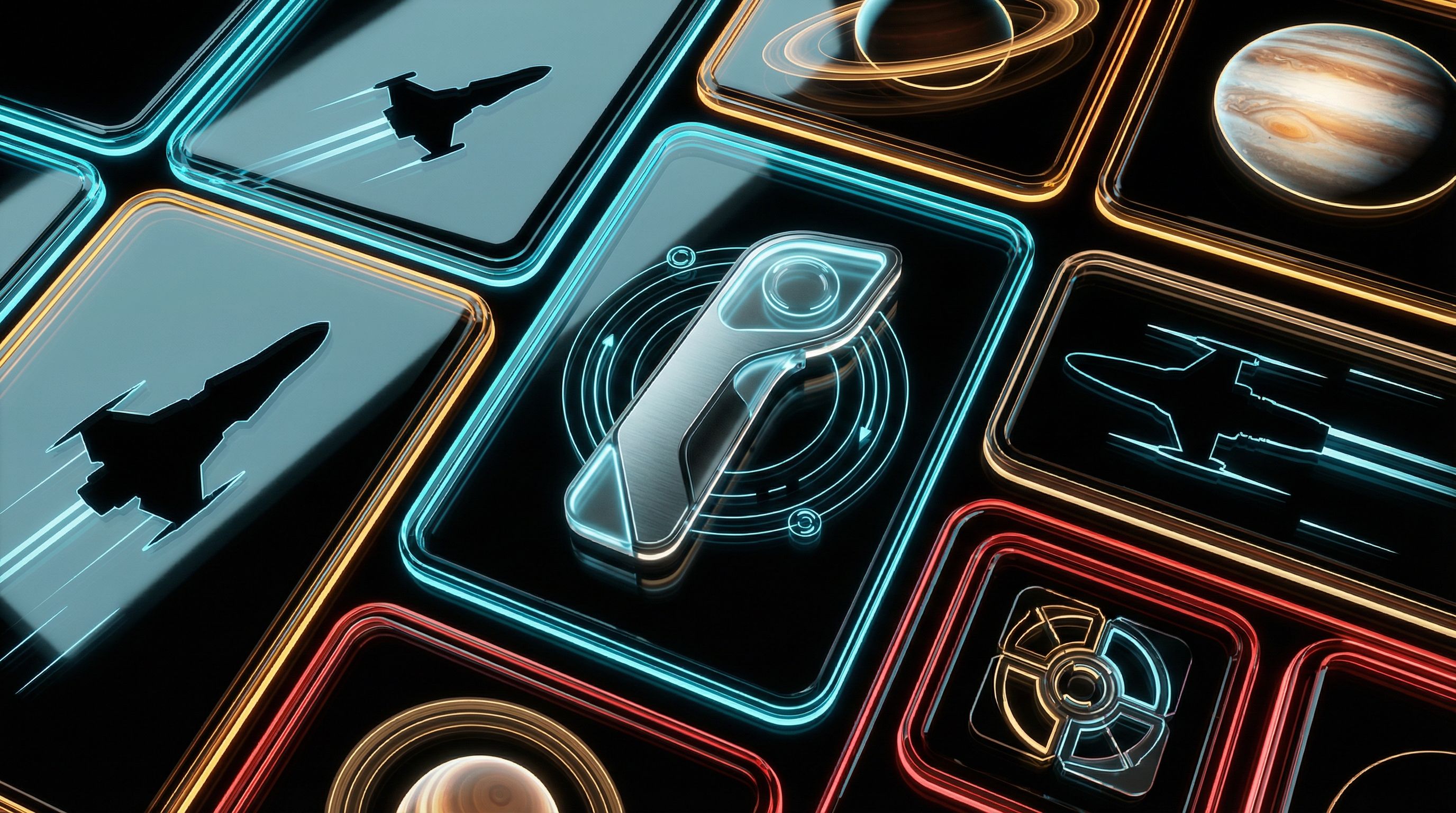 Neon Sci-Fi Spaceflight Control Interface