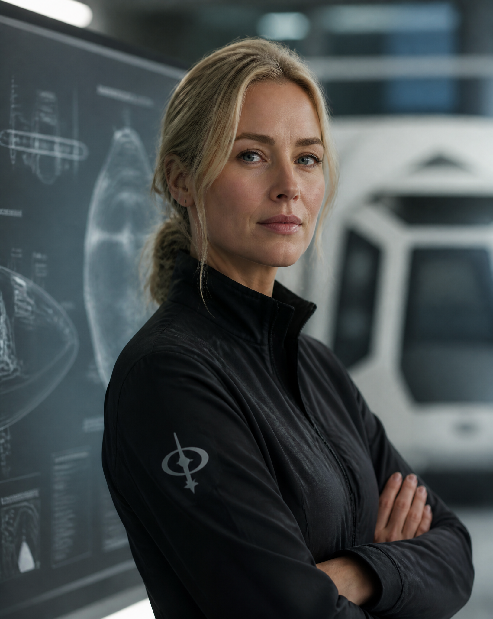 Professional Woman in Aerospace Setting