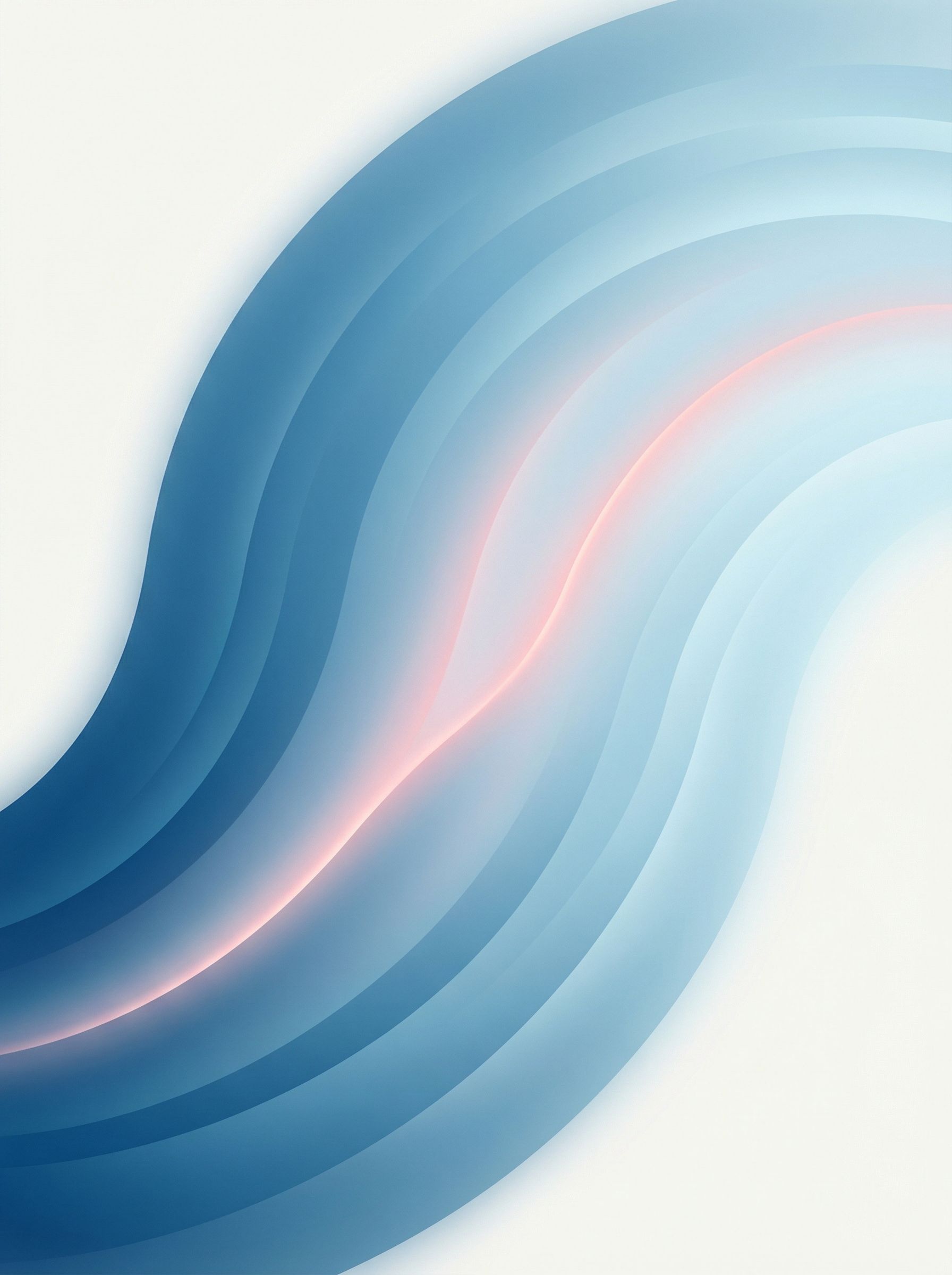 Abstract blue waves with soft pink glow