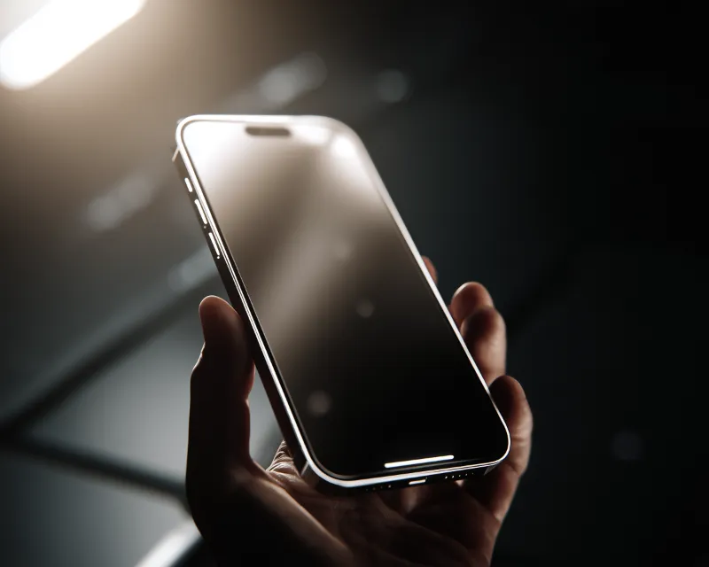 Dramatic Close-Up of Smartphone Held in Hand