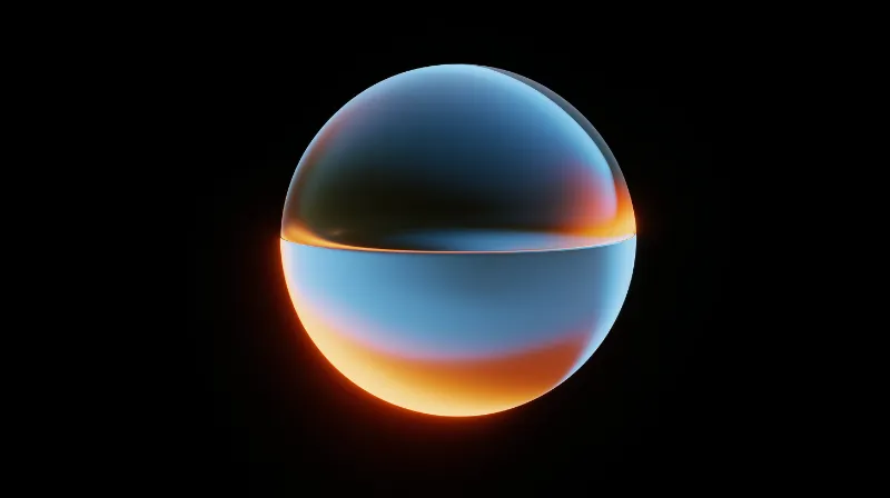 Abstract Glass Sphere with Blue-Orange Glow