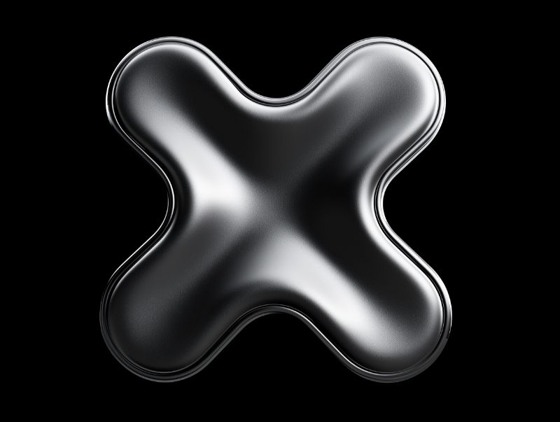 Metallic X-shaped abstract 3D form