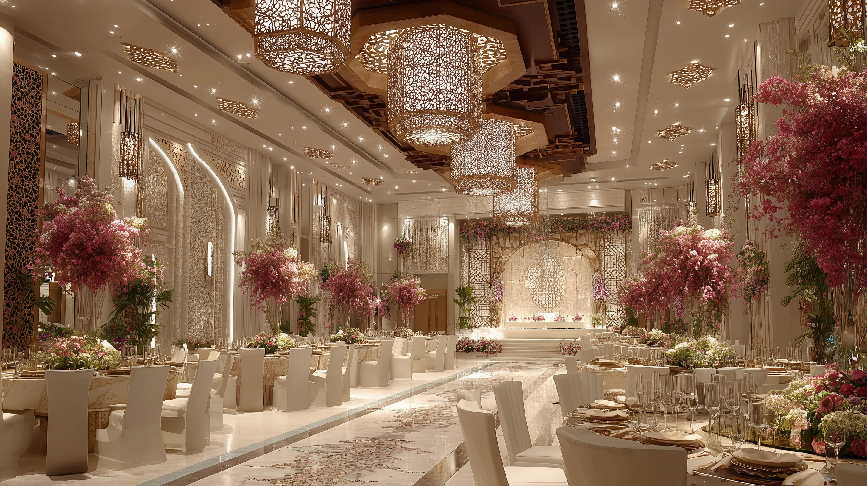 Luxurious floral wedding ballroom interior | Stock Image & Design Asset ...