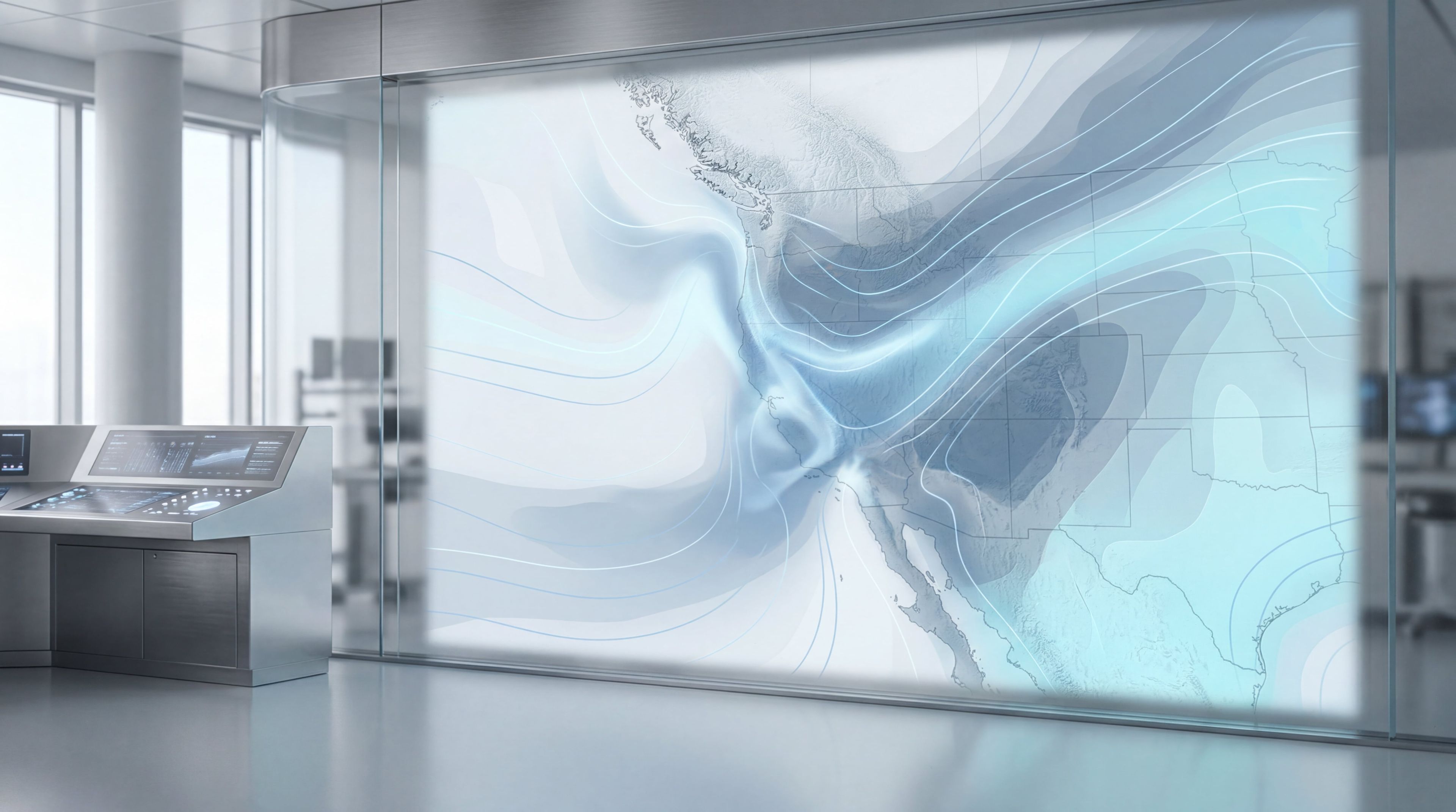 Futuristic Weather Map Control Room