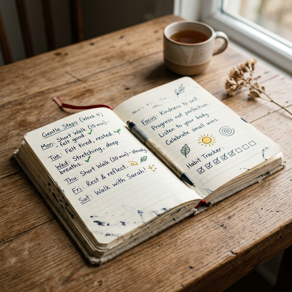 Notebook used to track gentle progress