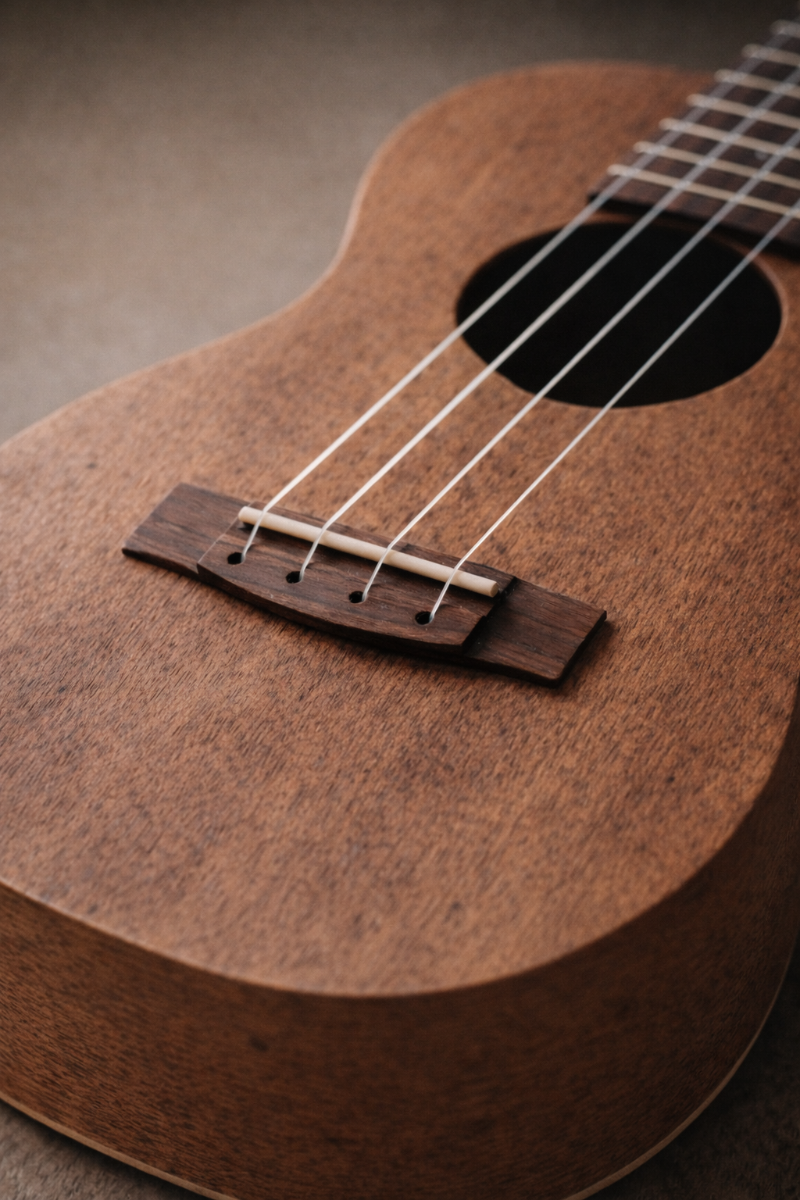 Soprano ukulele made from reclaimed wood